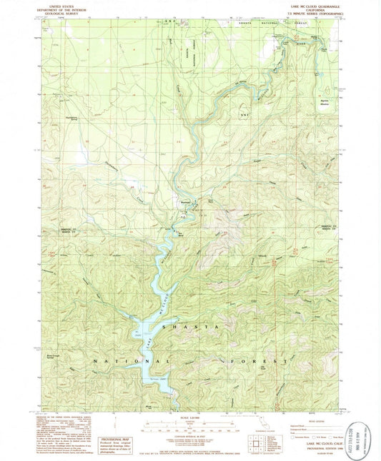 1986 Lake McCloud, CA - California - USGS Topographic Map