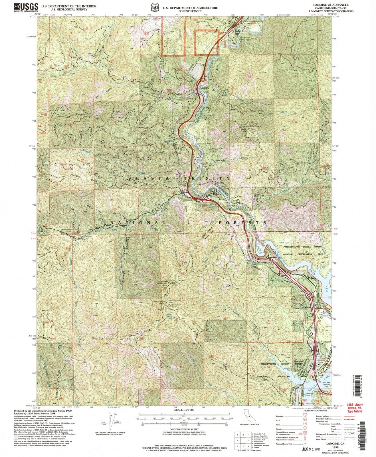 1998 Lamoine, CA - California - USGS Topographic Map