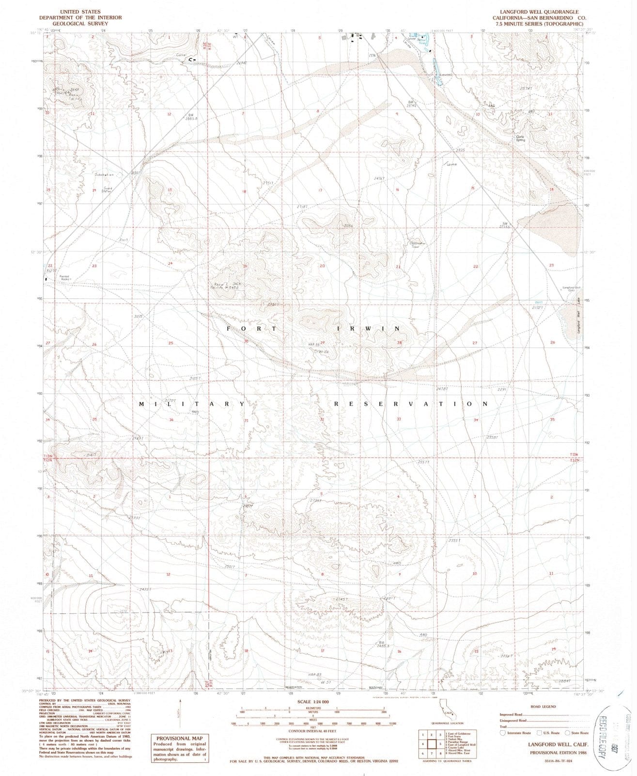 1986 Langford Well, CA - California - USGS Topographic Map