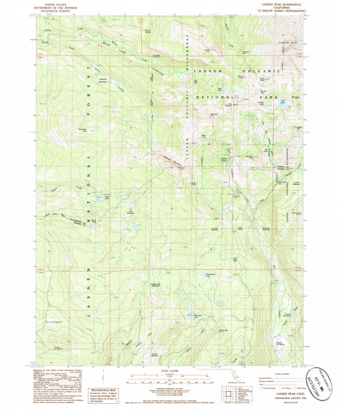1985 Lassen Peak, CA - California - USGS Topographic Map