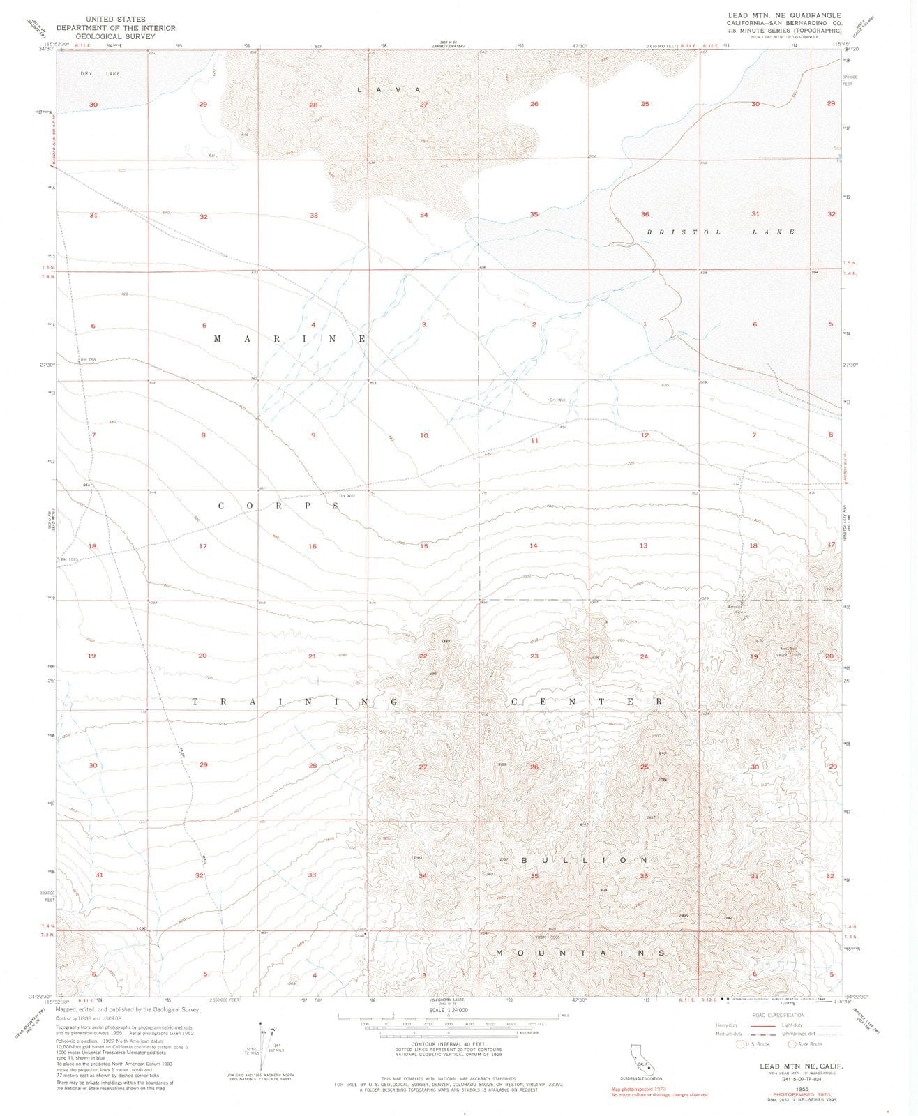 1955 Lead Mountain, CA - California - USGS Topographic Map v2