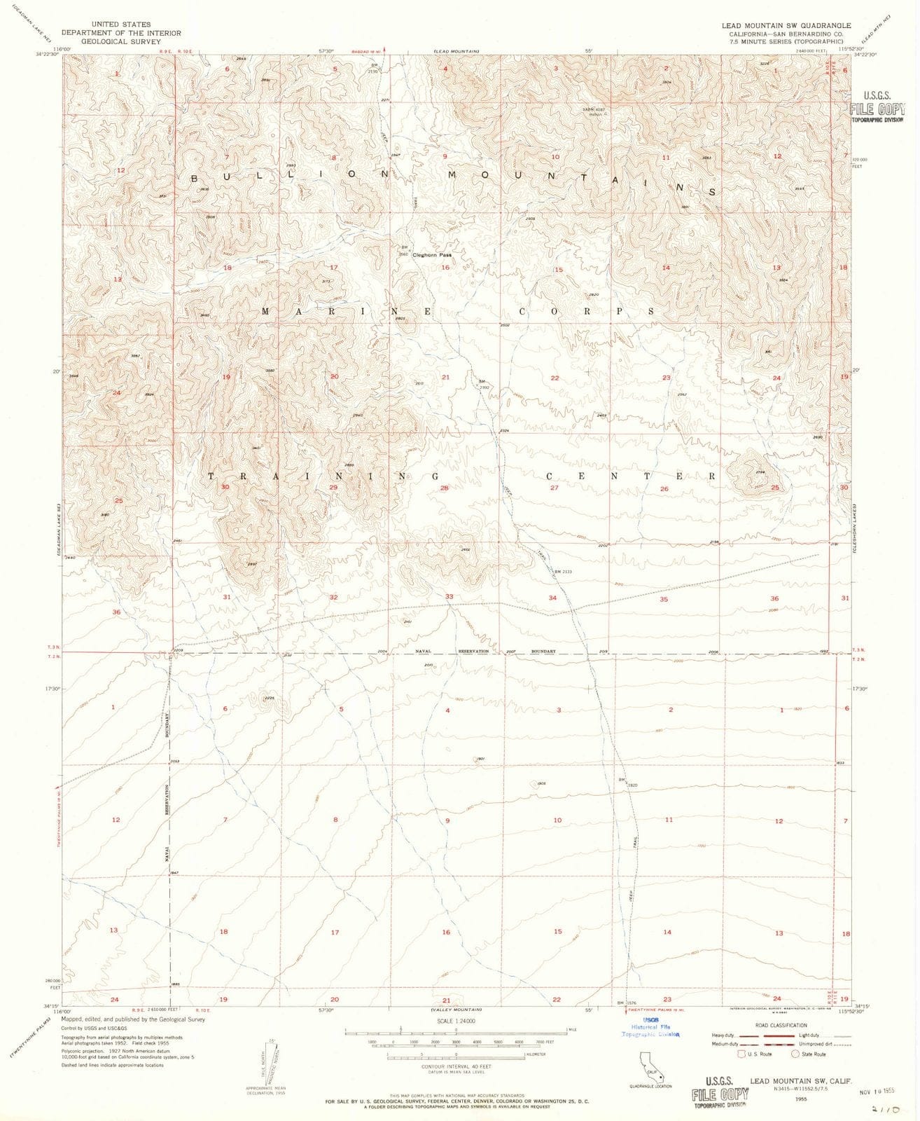 1955 Lead Mountain, CA - California - USGS Topographic Map v3