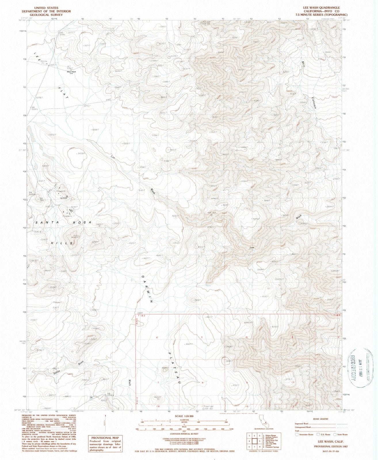 1987 Lee Wash, CA - California - USGS Topographic Map