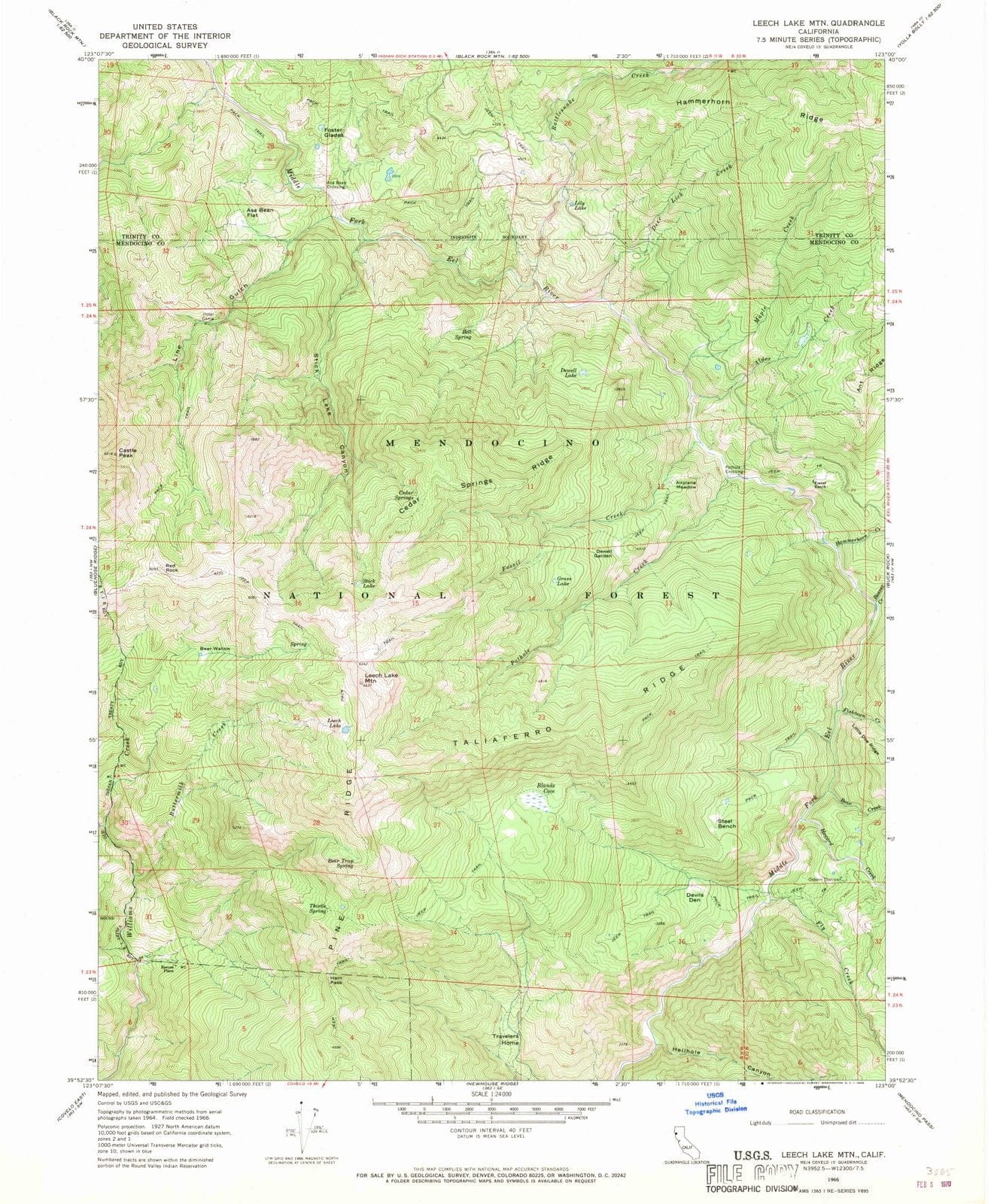 1966 Leech Lake Mountain, CA - California - USGS Topographic Map