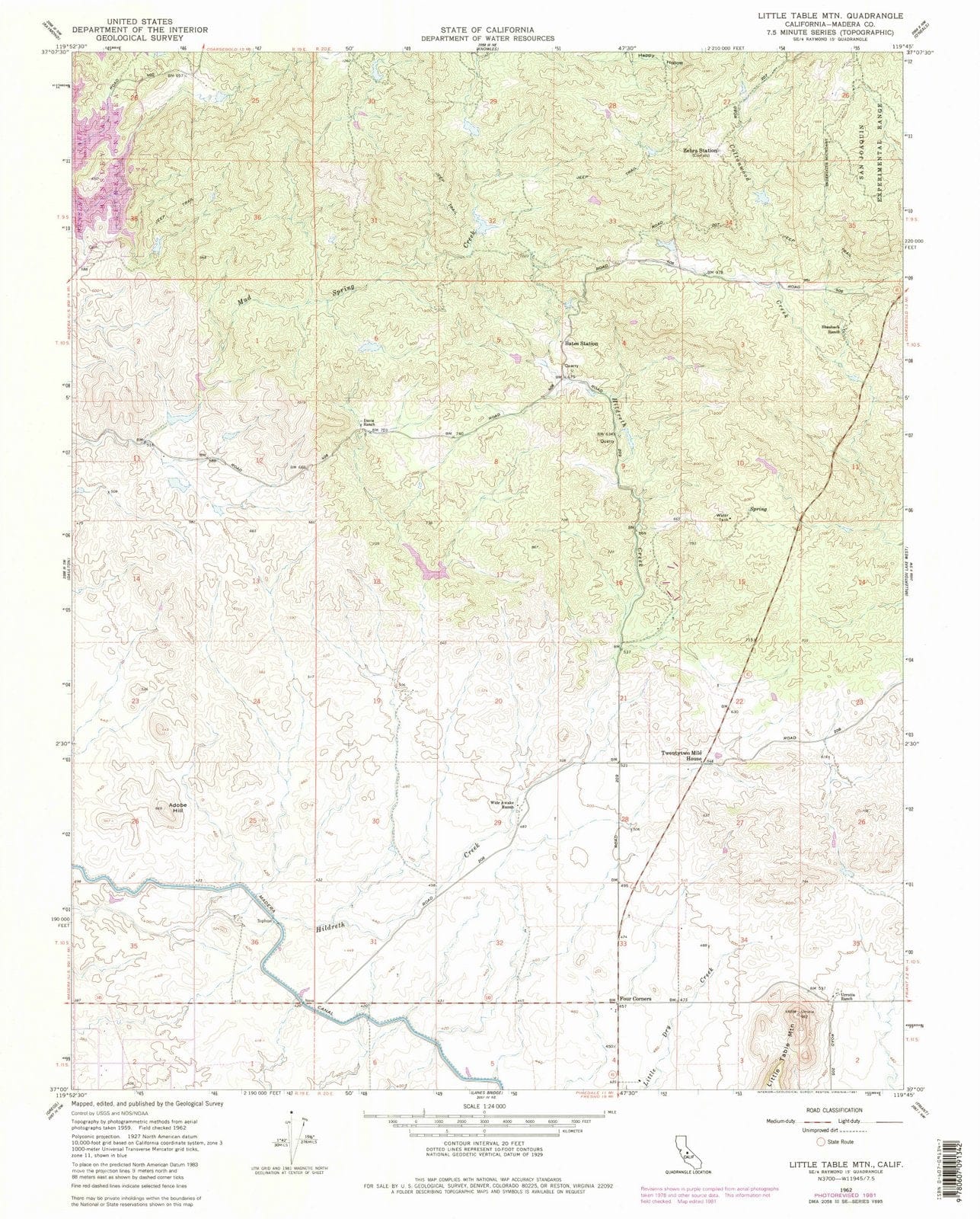 1962 Little Table MTN, CA - California - USGS Topographic Map