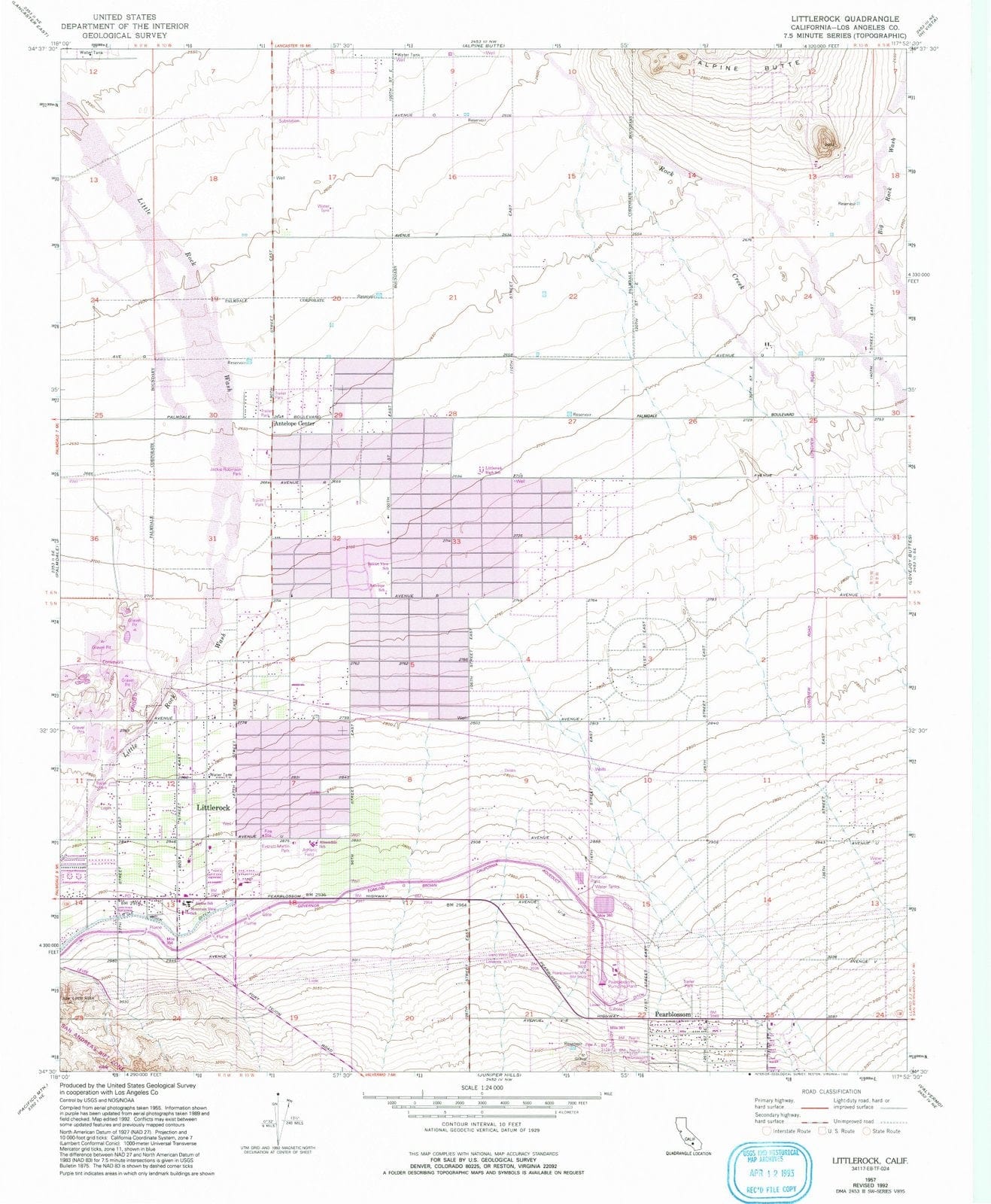1957 Littlerock, CA - California - USGS Topographic Map