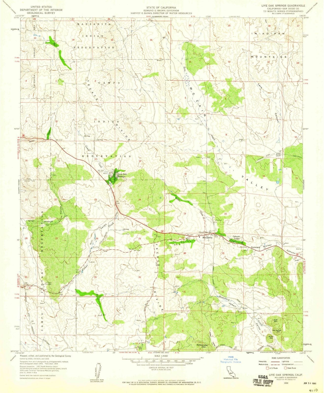 1959 Live Oak Springs, CA - California - USGS Topographic Map