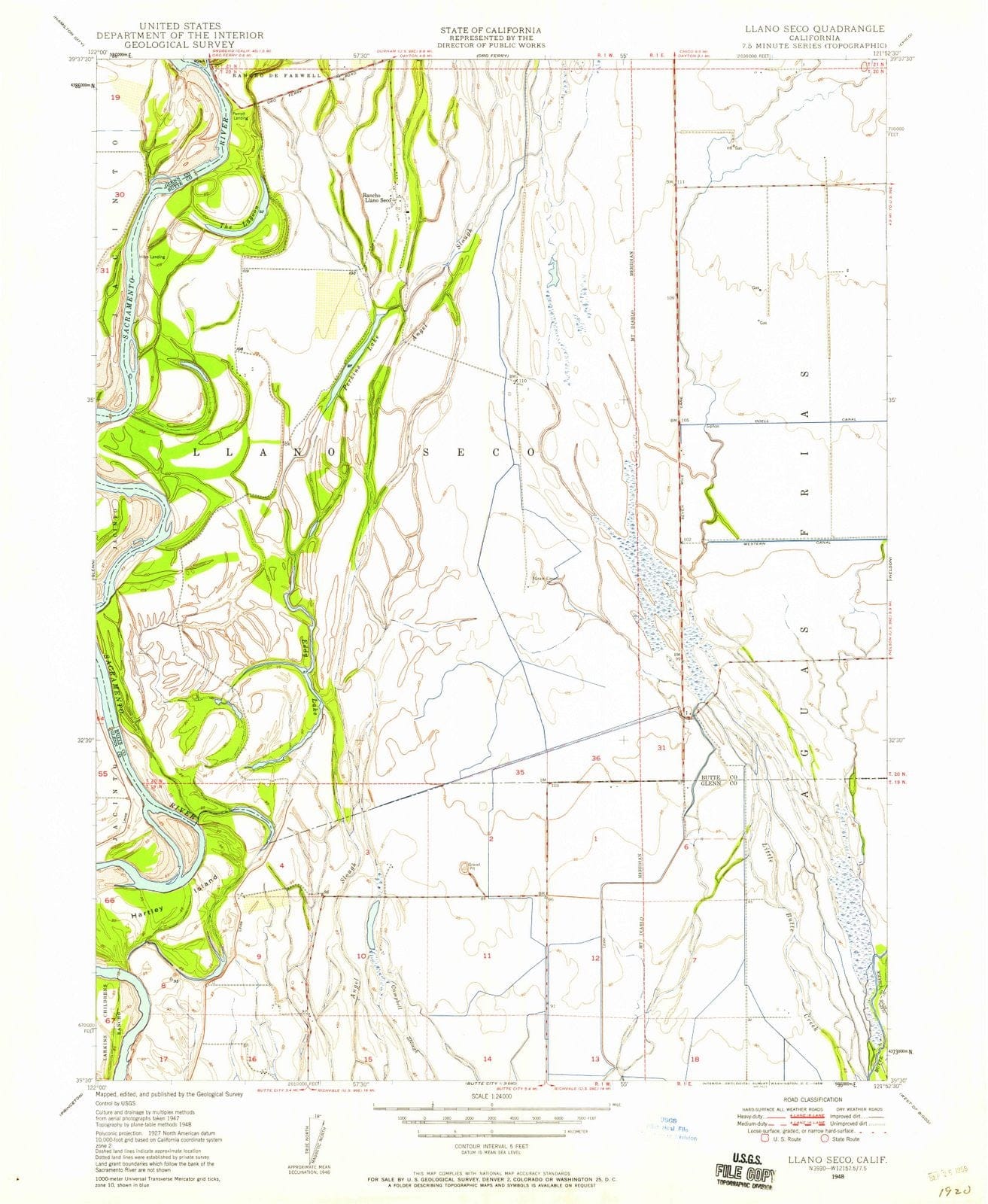 1948 Llanoco, CA - California - USGS Topographic Map