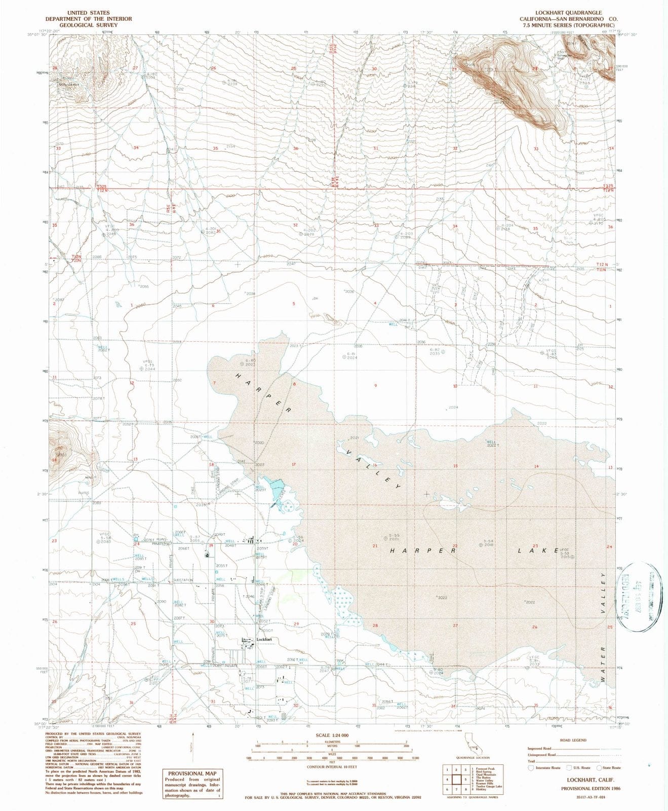 1986 Lockhart, CA - California - USGS Topographic Map