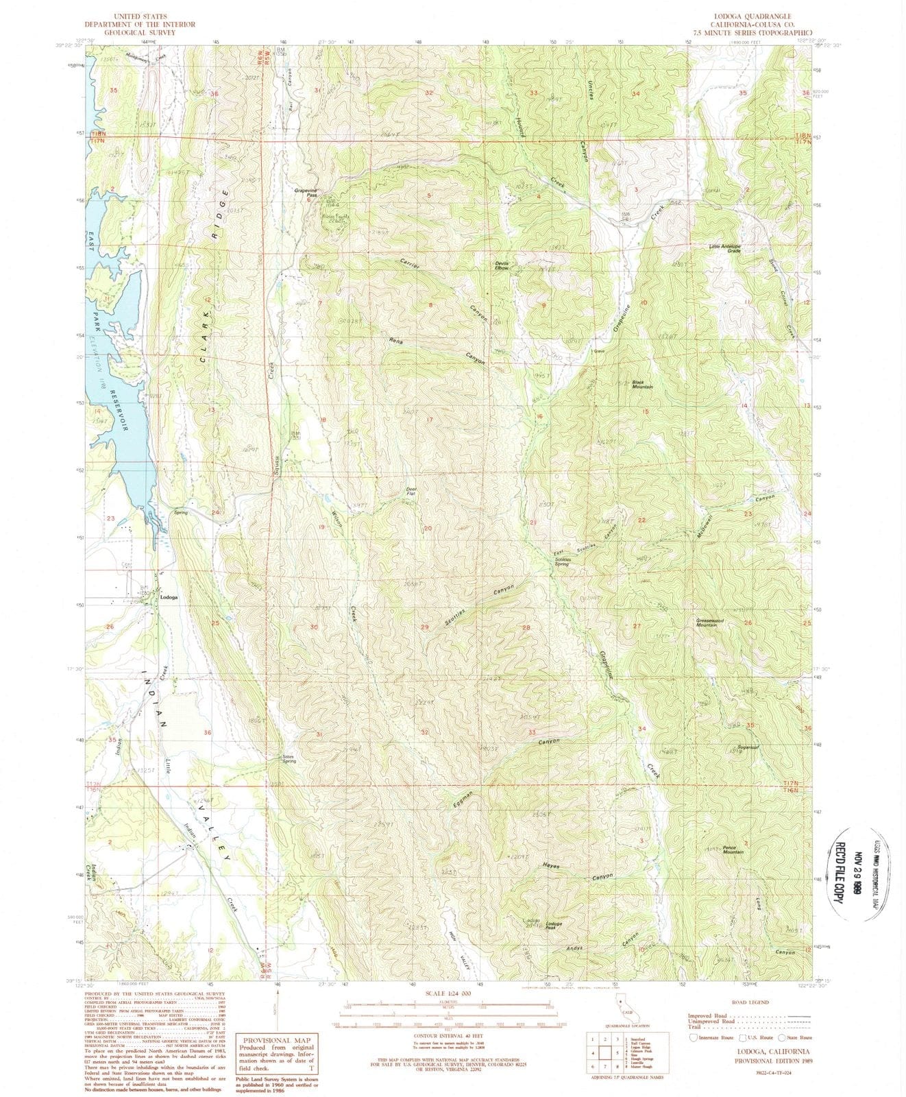 1989 Lodoga, CA - California - USGS Topographic Map