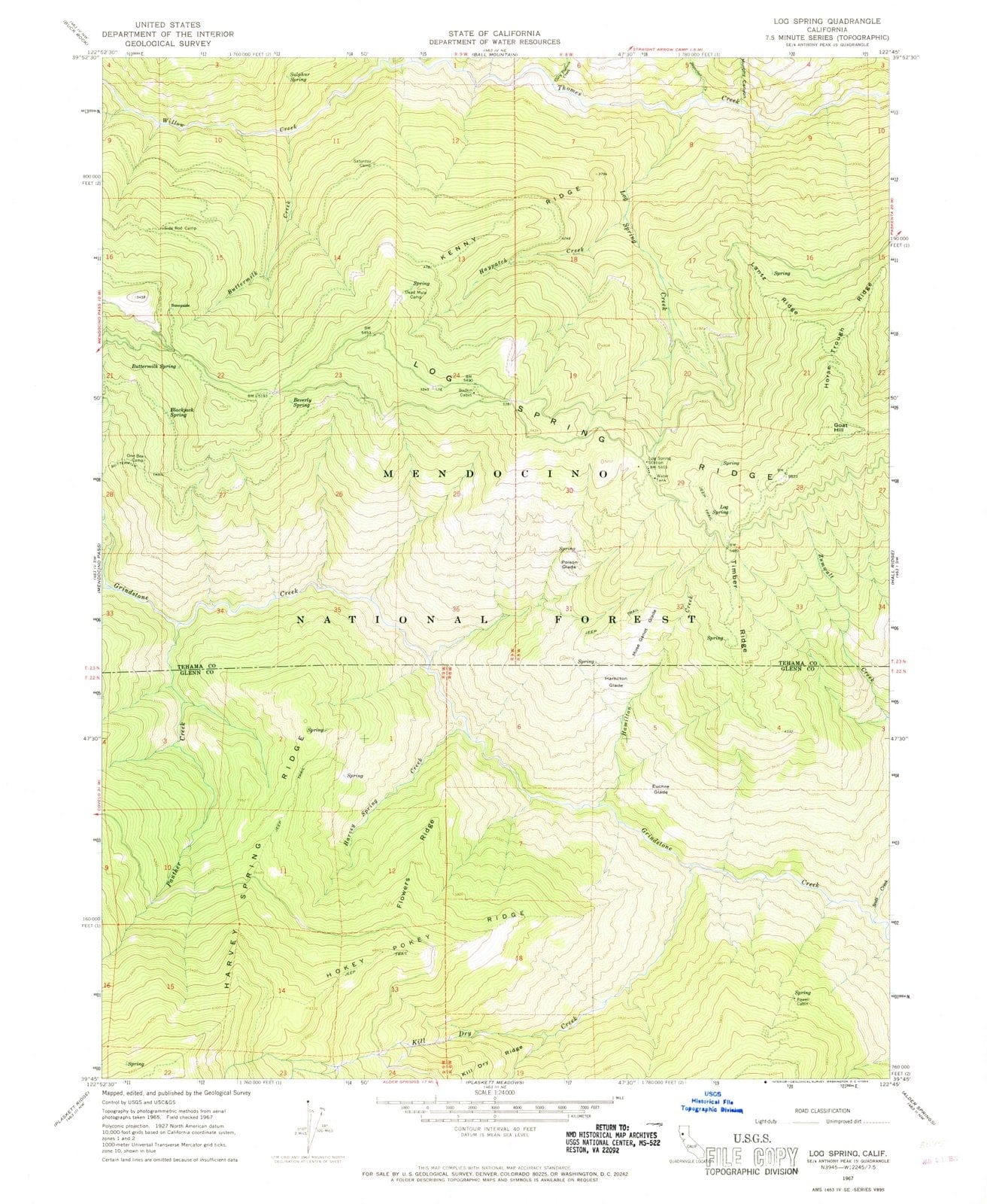 1967 Log Spring, CA - California - USGS Topographic Map