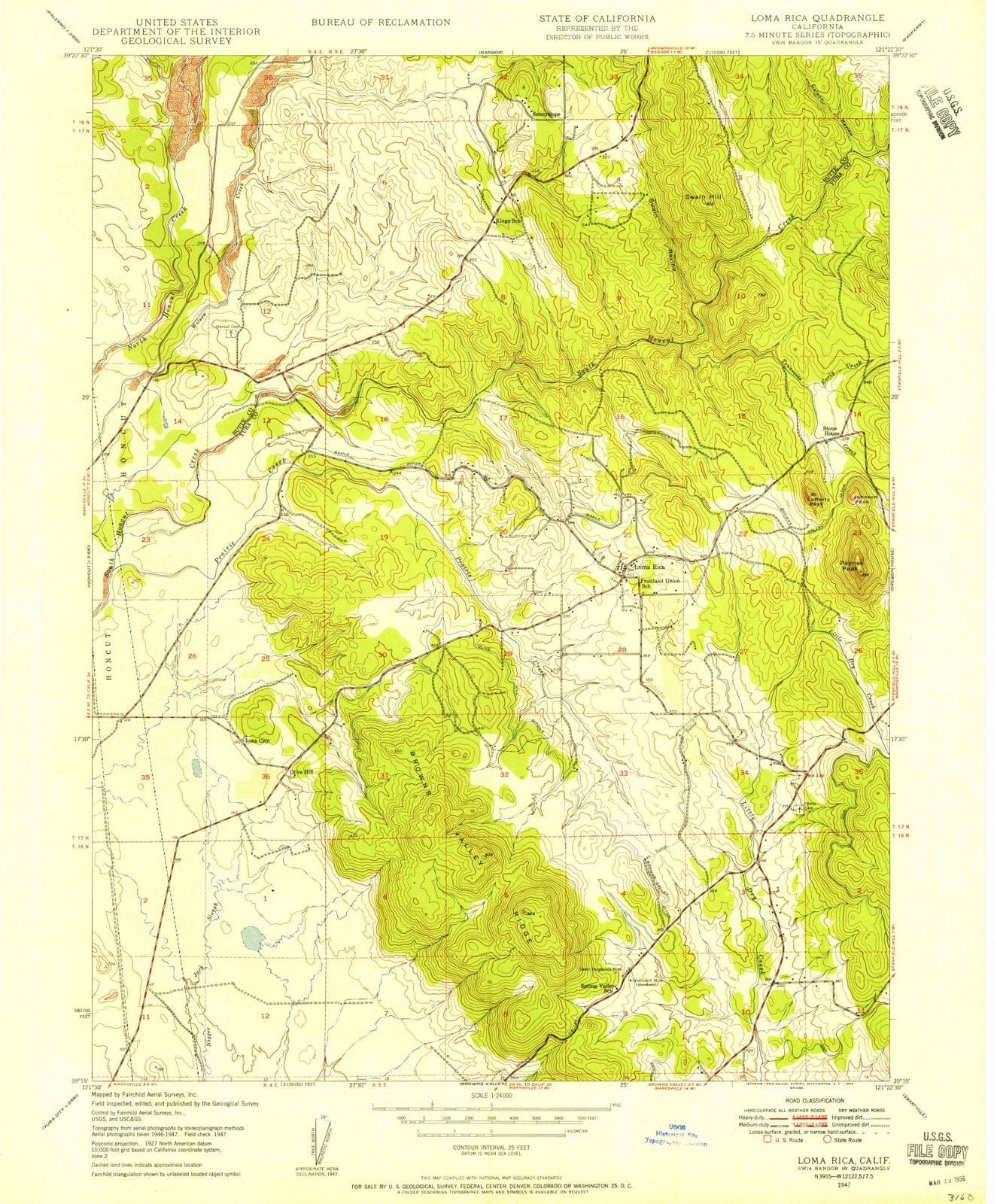 1947 Loma Rica, CA - California - USGS Topographic Map