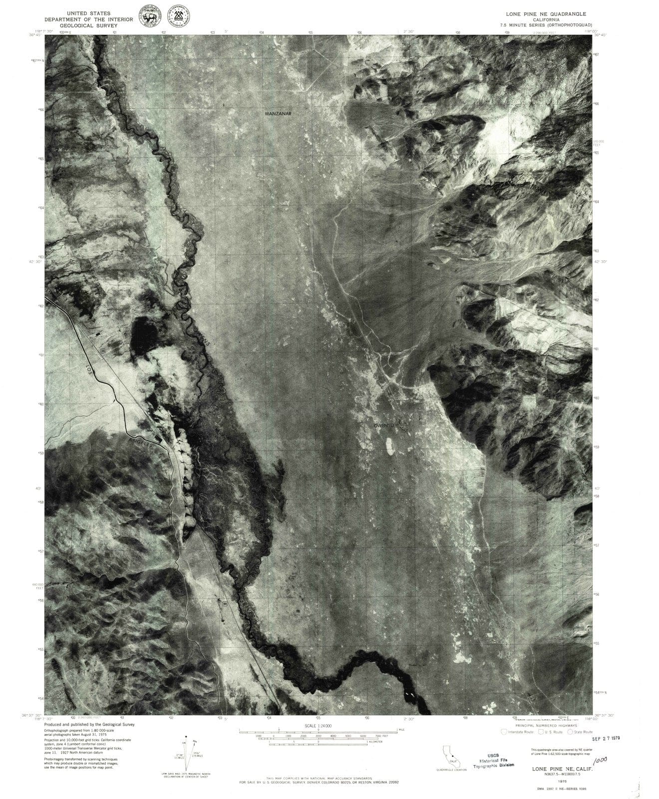 1975 Lone Pine, CA - California - USGS Topographic Map