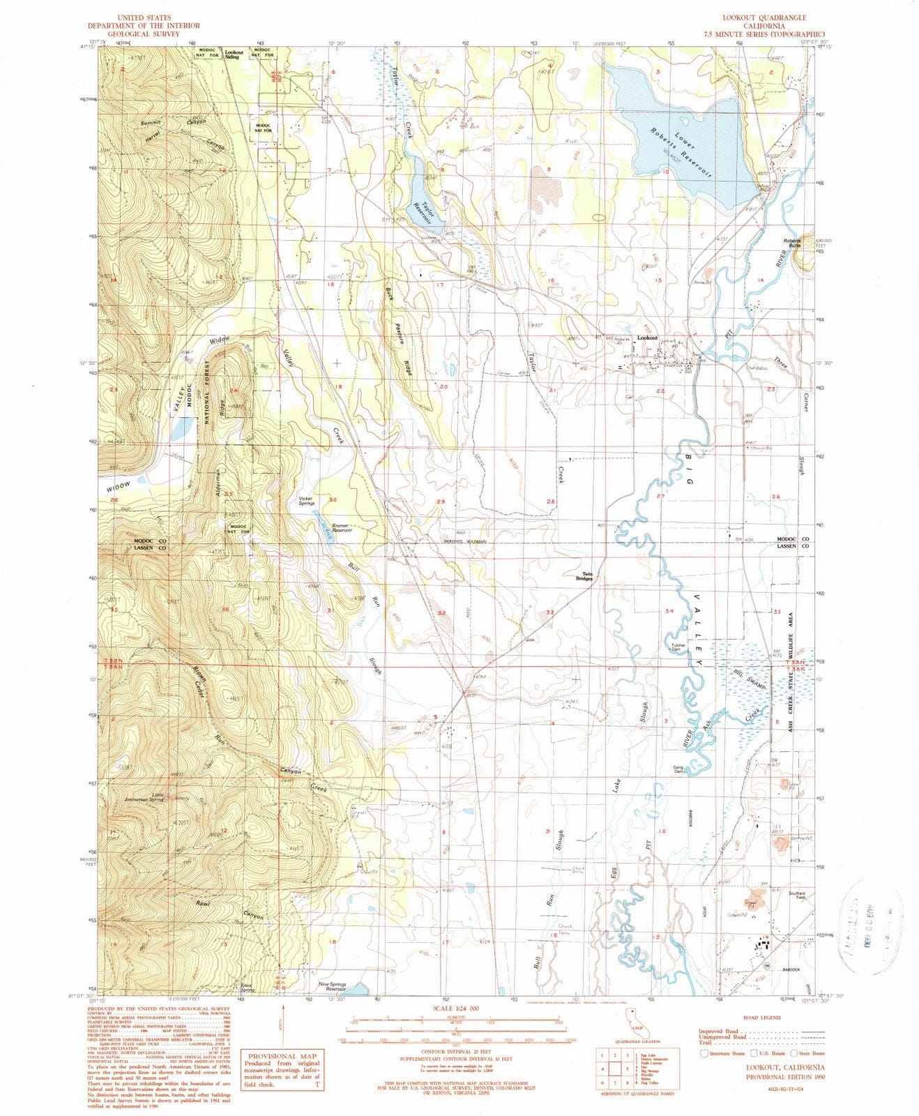 1990 Lookout, CA - California - USGS Topographic Map