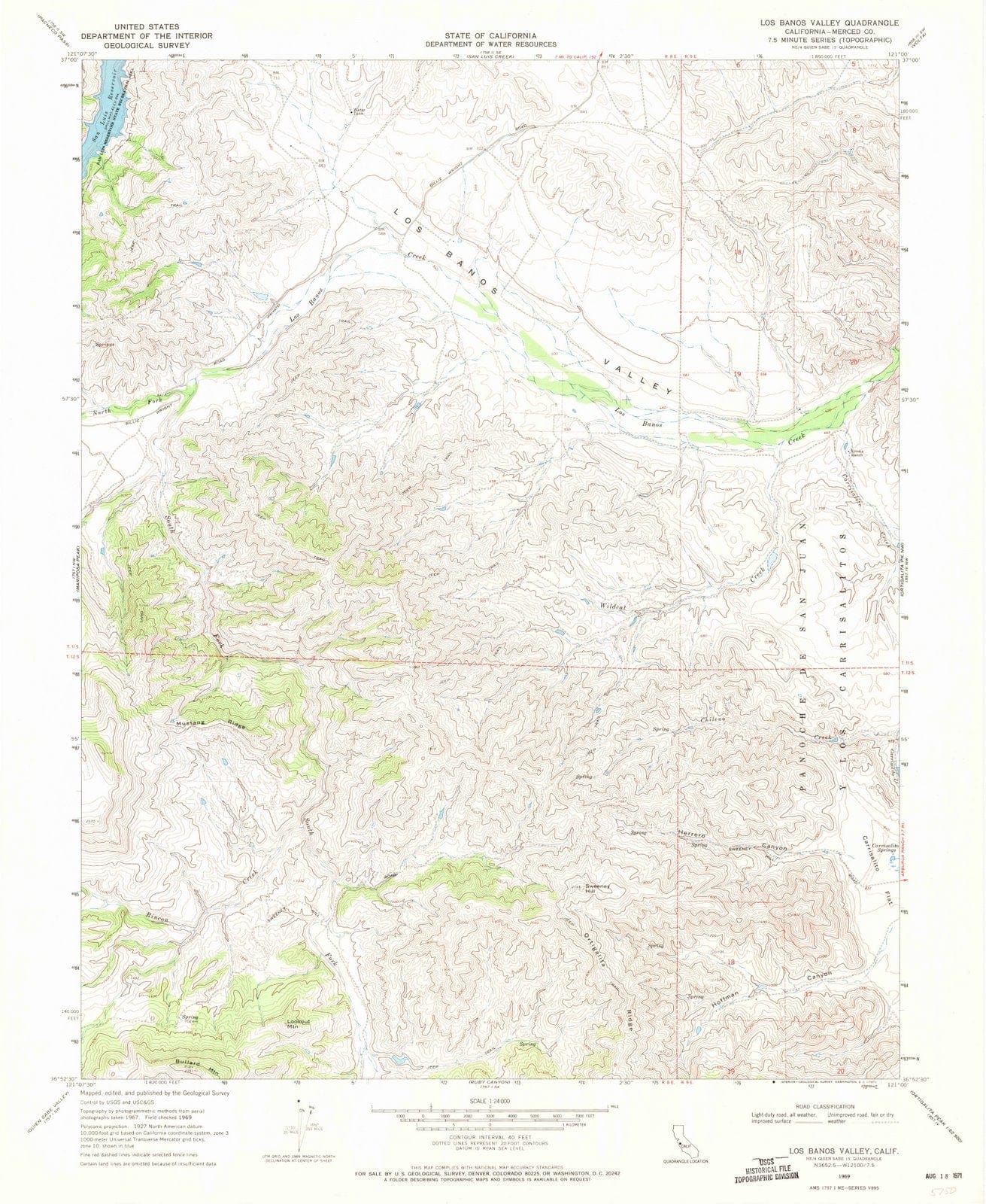 1969 Los Banos Valley, CA - California - USGS Topographic Map
