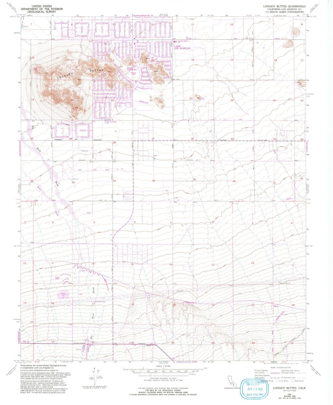 1957 Lovejoy Buttes, CA - California - USGS Topographic Map