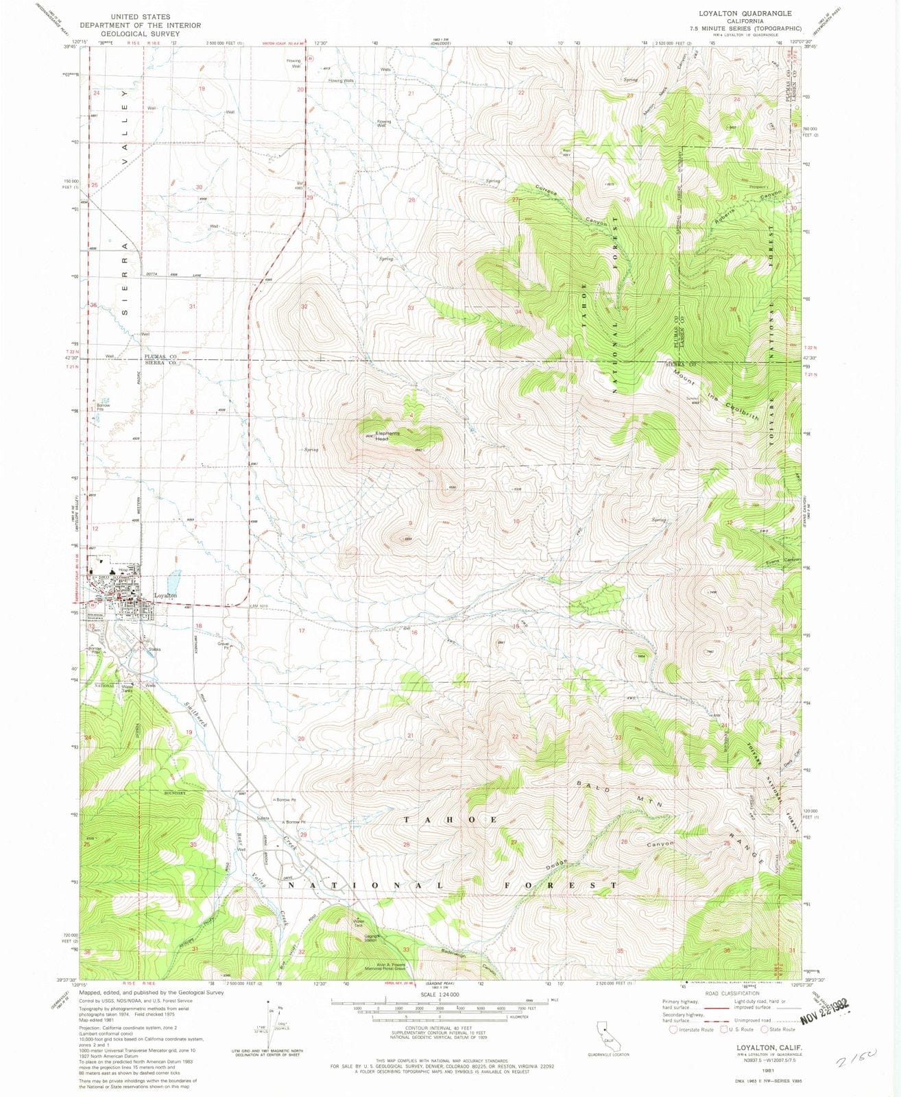 1981 Loyalton, CA - California - USGS Topographic Map