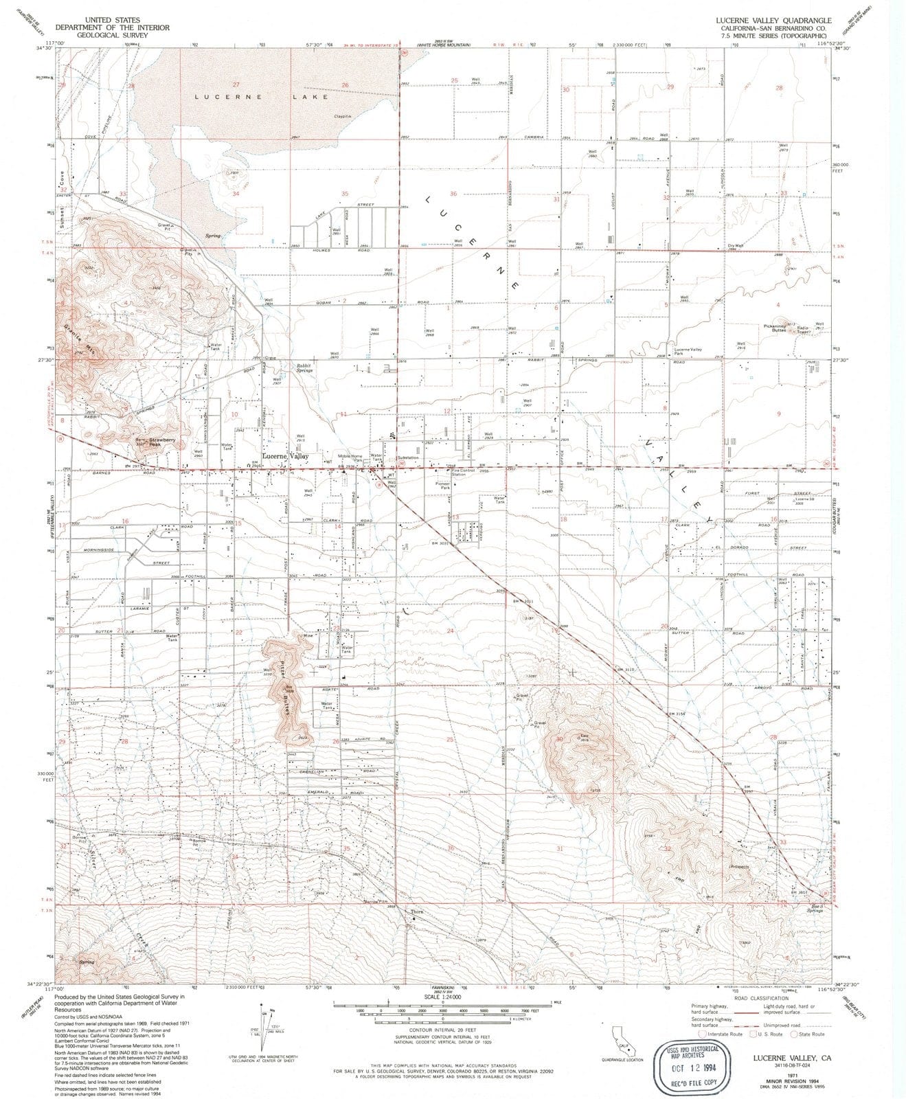 1971 Lucerne Valley, CA - California - USGS Topographic Map