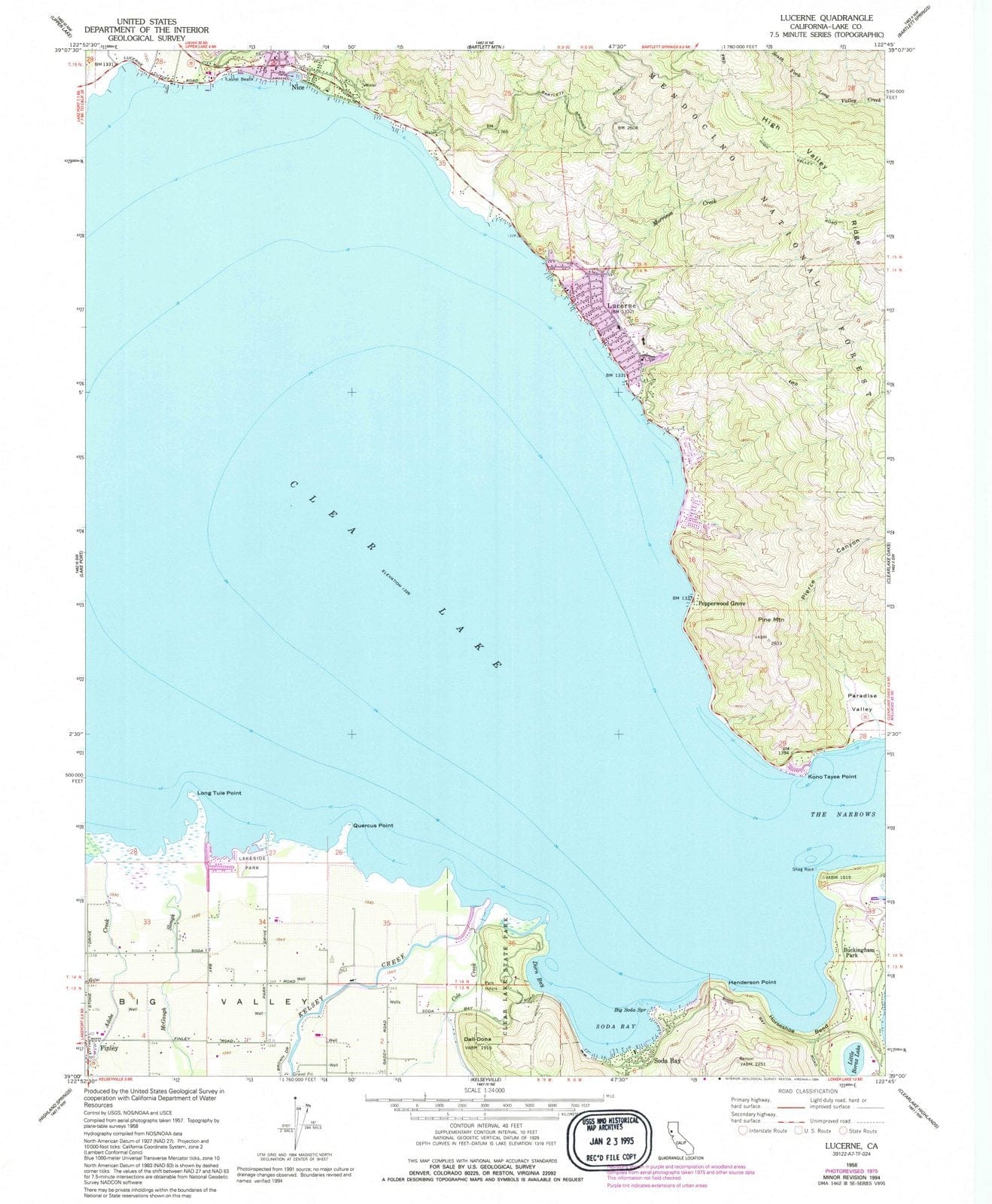 1958 Lucerne, CA - California - USGS Topographic Map