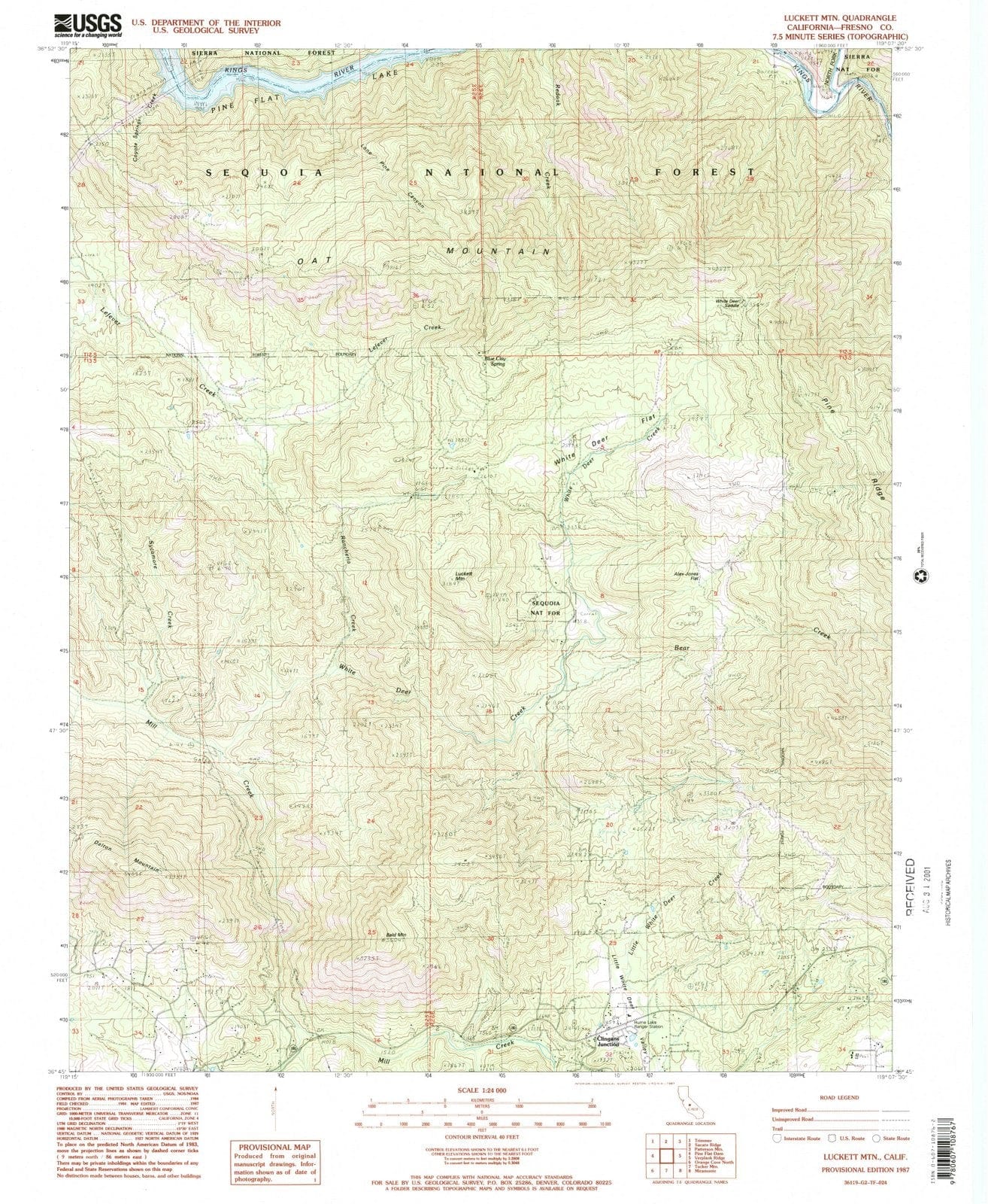 1987 Luckett Mountain, CA - California - USGS Topographic Map