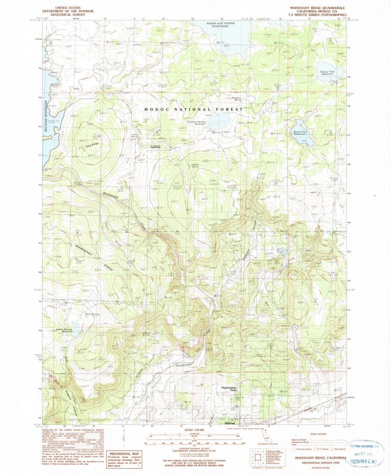1990 Mahogany Ridge, CA - California - USGS Topographic Map