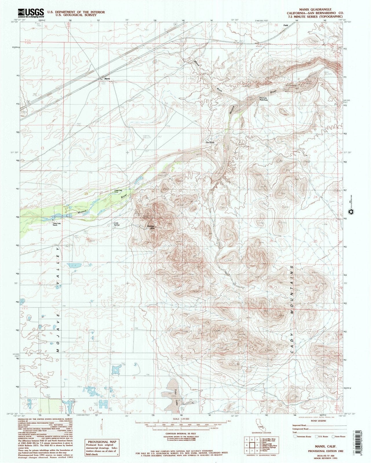 1982 Manix, CA - California - USGS Topographic Map