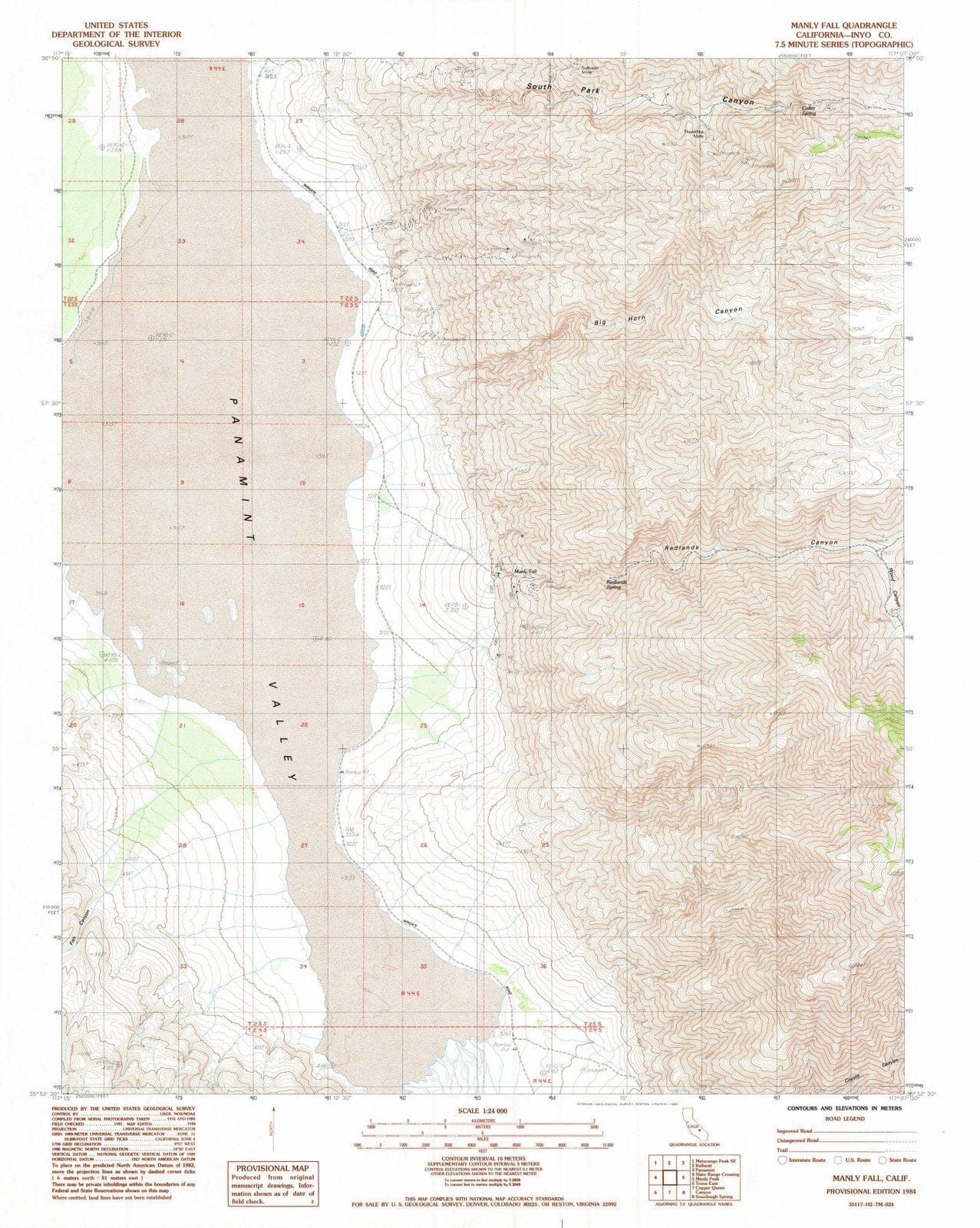 1984 Manly Fall, CA - California - USGS Topographic Map