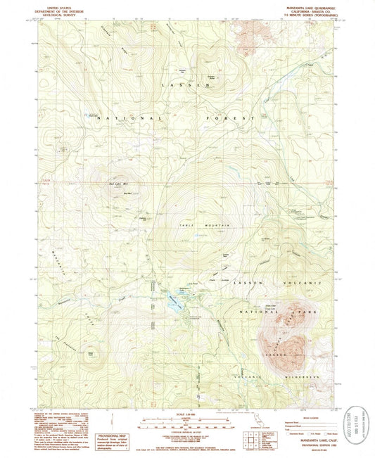 1985 Manzanita Lake, CA - California - USGS Topographic Map