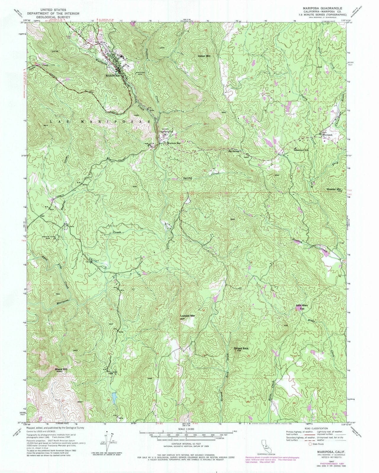 1947 Mariposa, CA - California - USGS Topographic Map v3