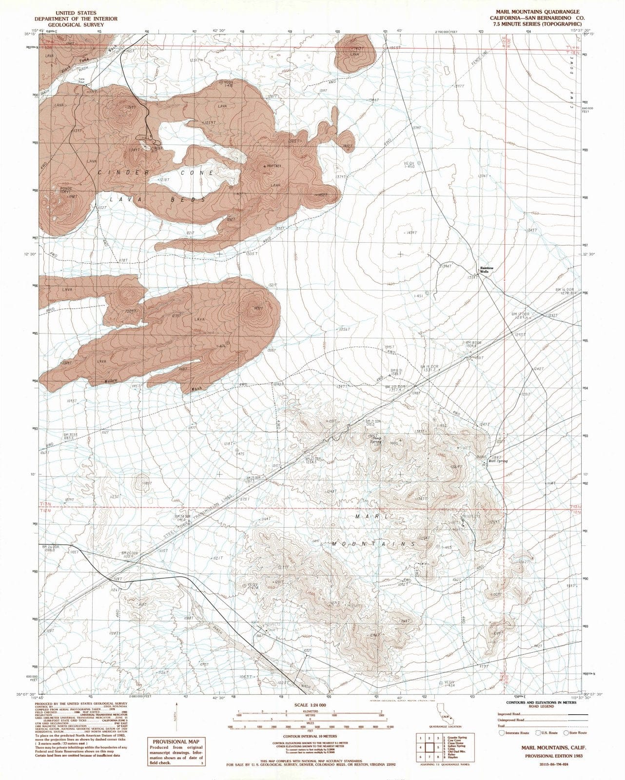 1983 Marl Mountains, CA - California - USGS Topographic Map
