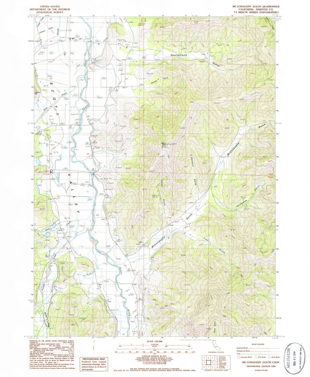 1986 Mc Conaughy Gulch, CA - California - USGS Topographic Map