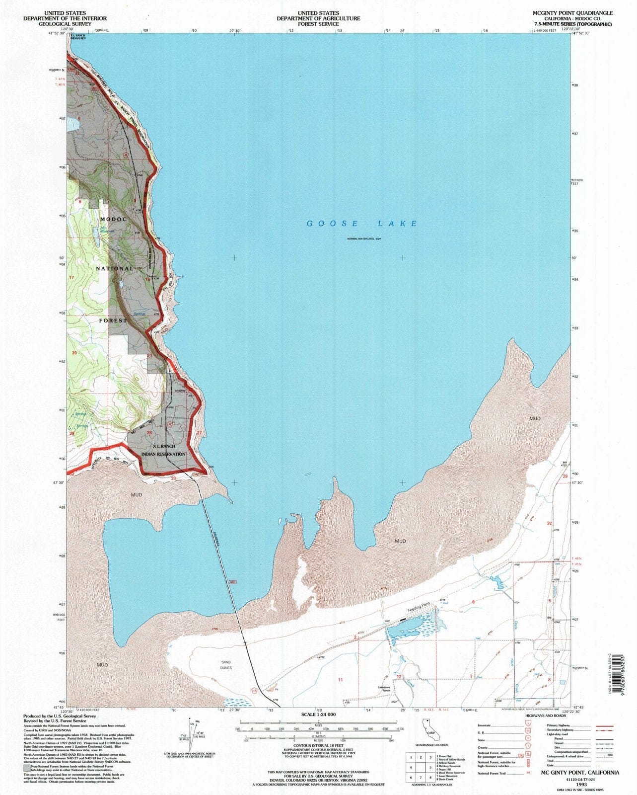 1993 Mc Ginty Point, CA - California - USGS Topographic Map