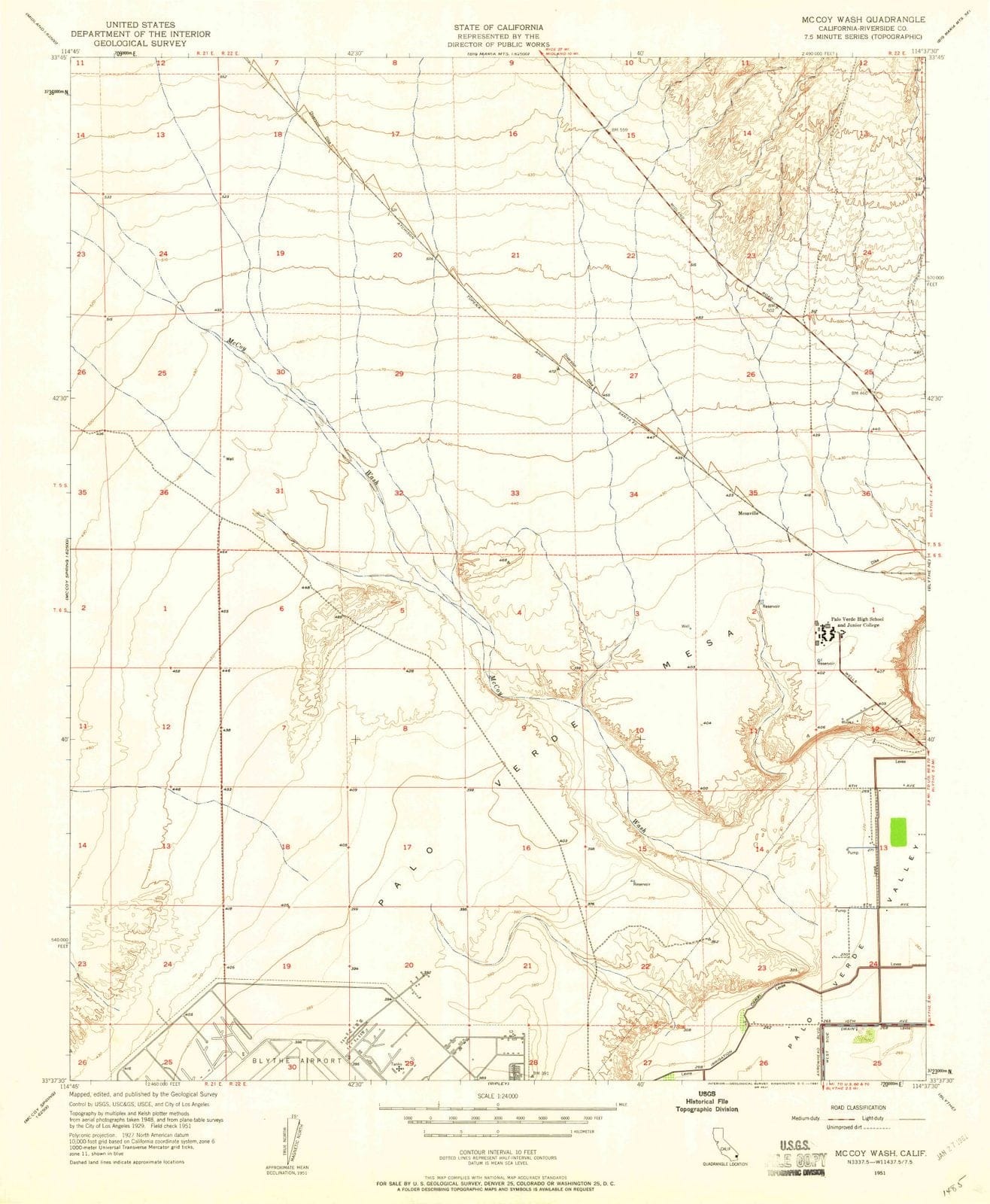 1951 McCoy Wash, CA - California - USGS Topographic Map