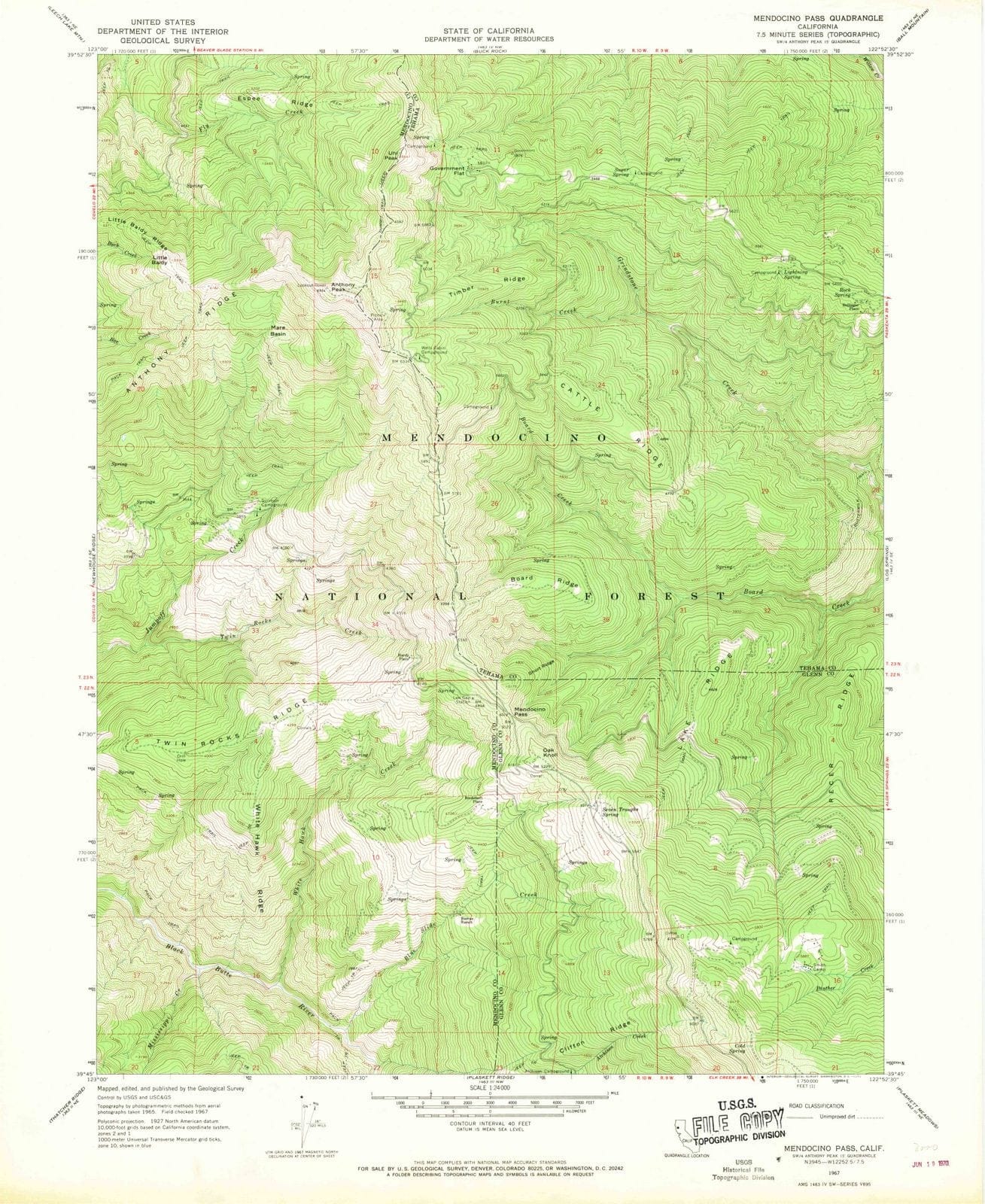 1967 Mendocino Pass, CA - California - USGS Topographic Map