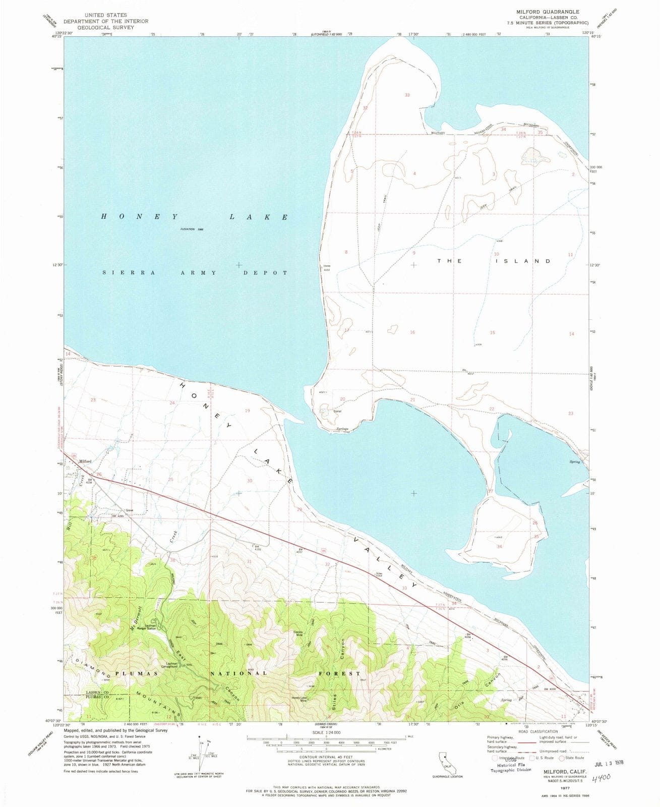 1977 Milford, CA - California - USGS Topographic Map