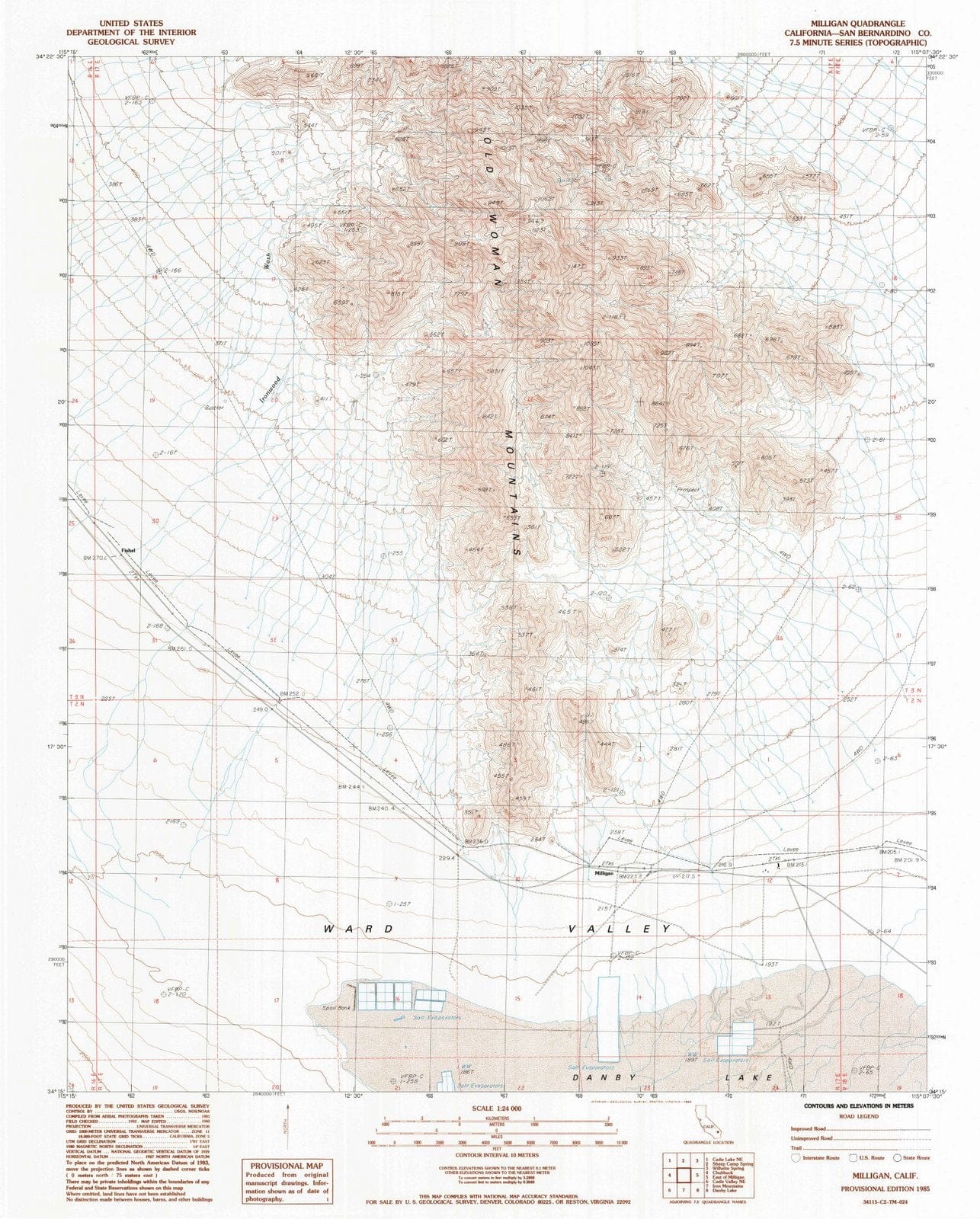 1985 Milligan, CA - California - USGS Topographic Map
