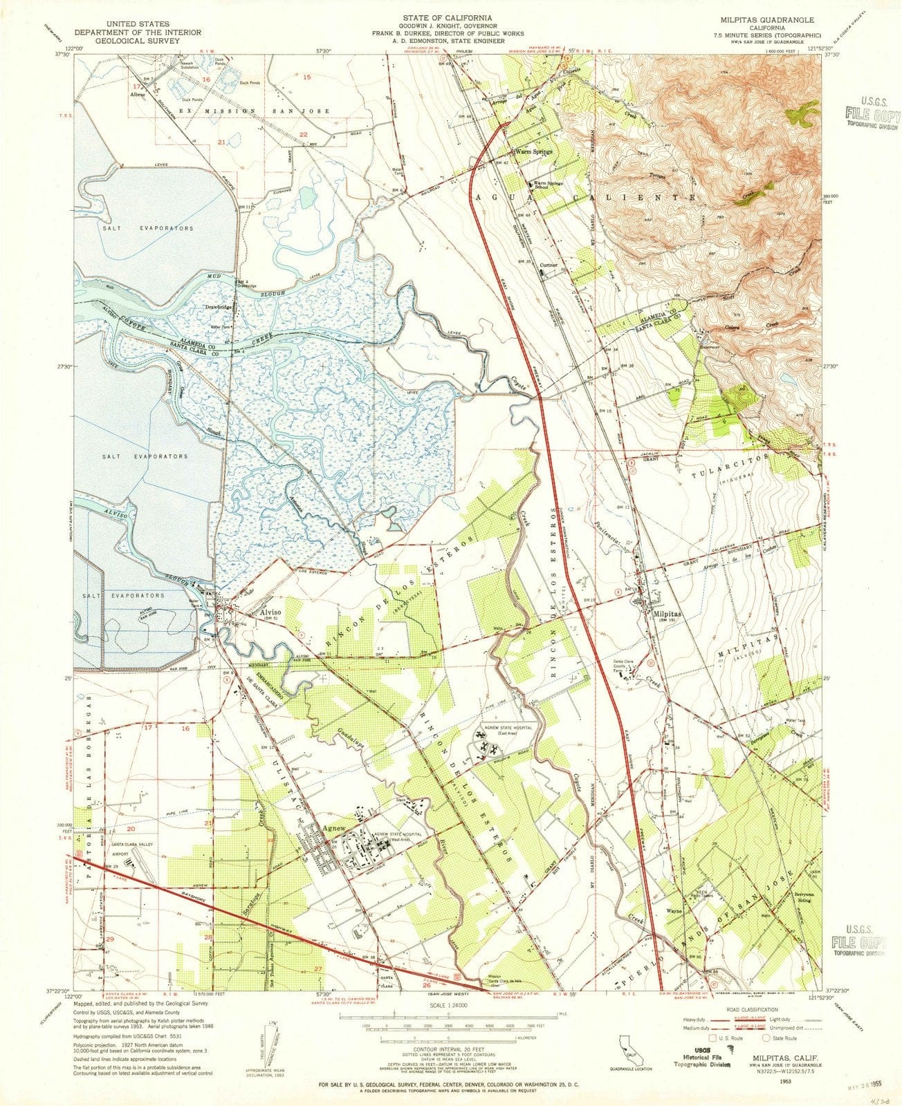 1953 Milpitas, CA - California - USGS Topographic Map