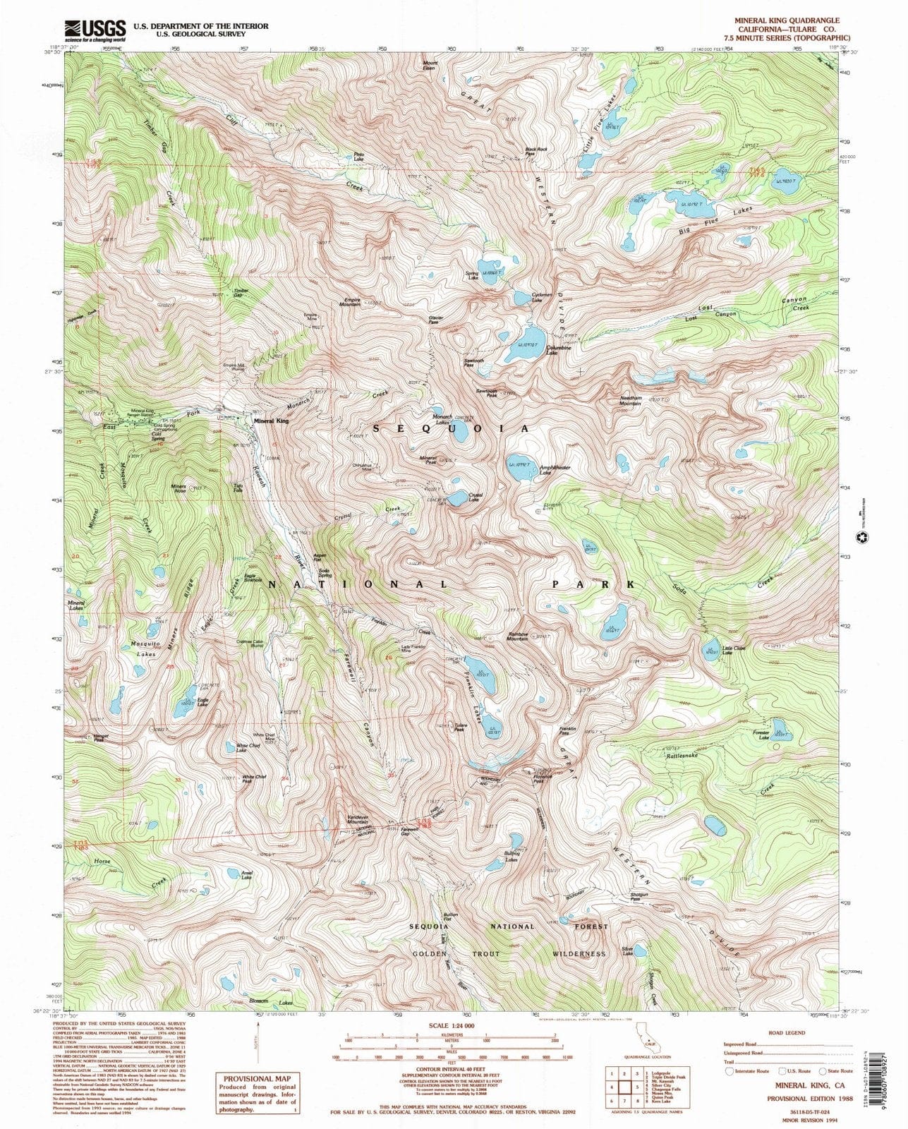 1988 King, CA - California - USGS Topographic Map