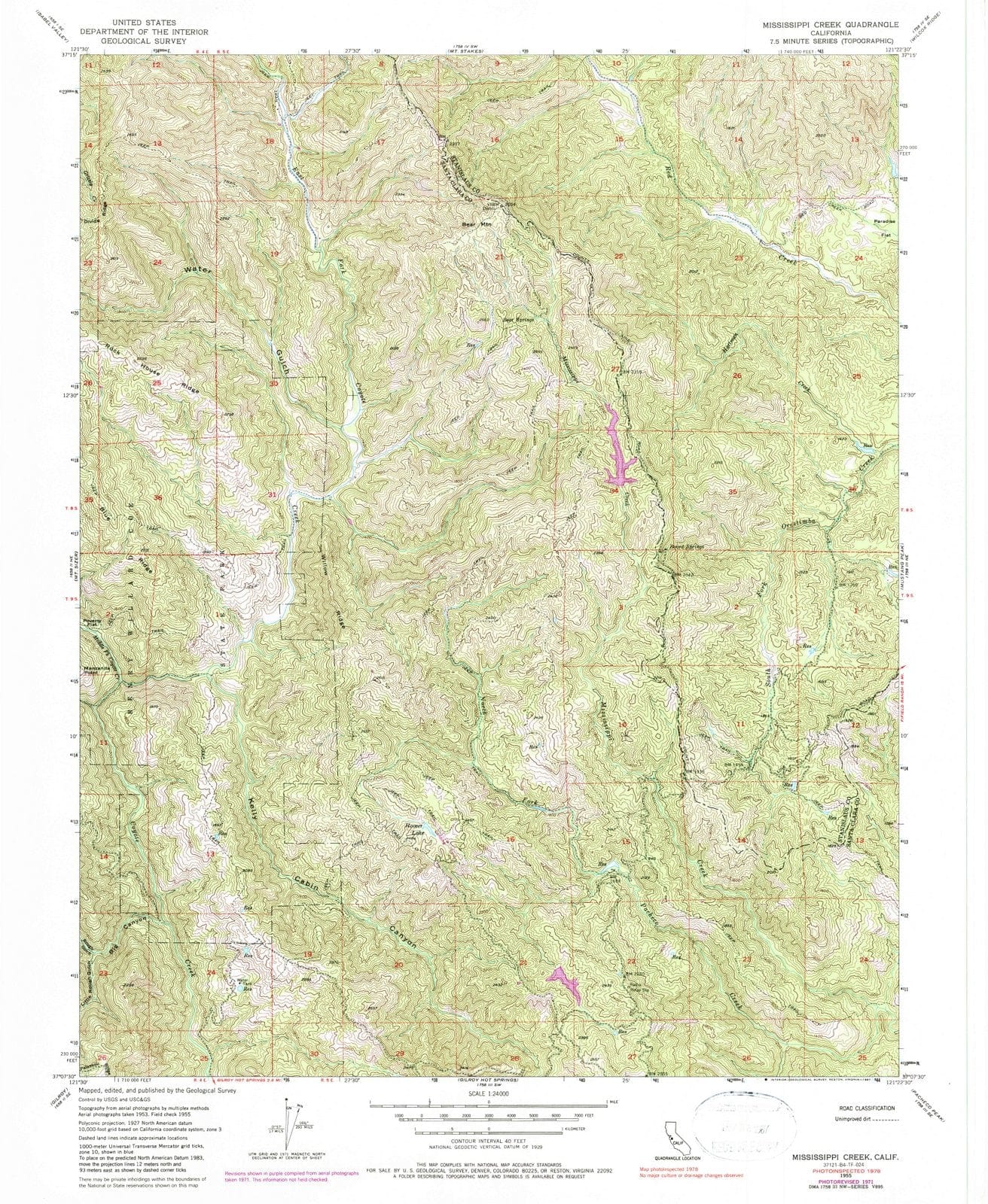 1955 Mississippi Creek, CA - California - USGS Topographic Map