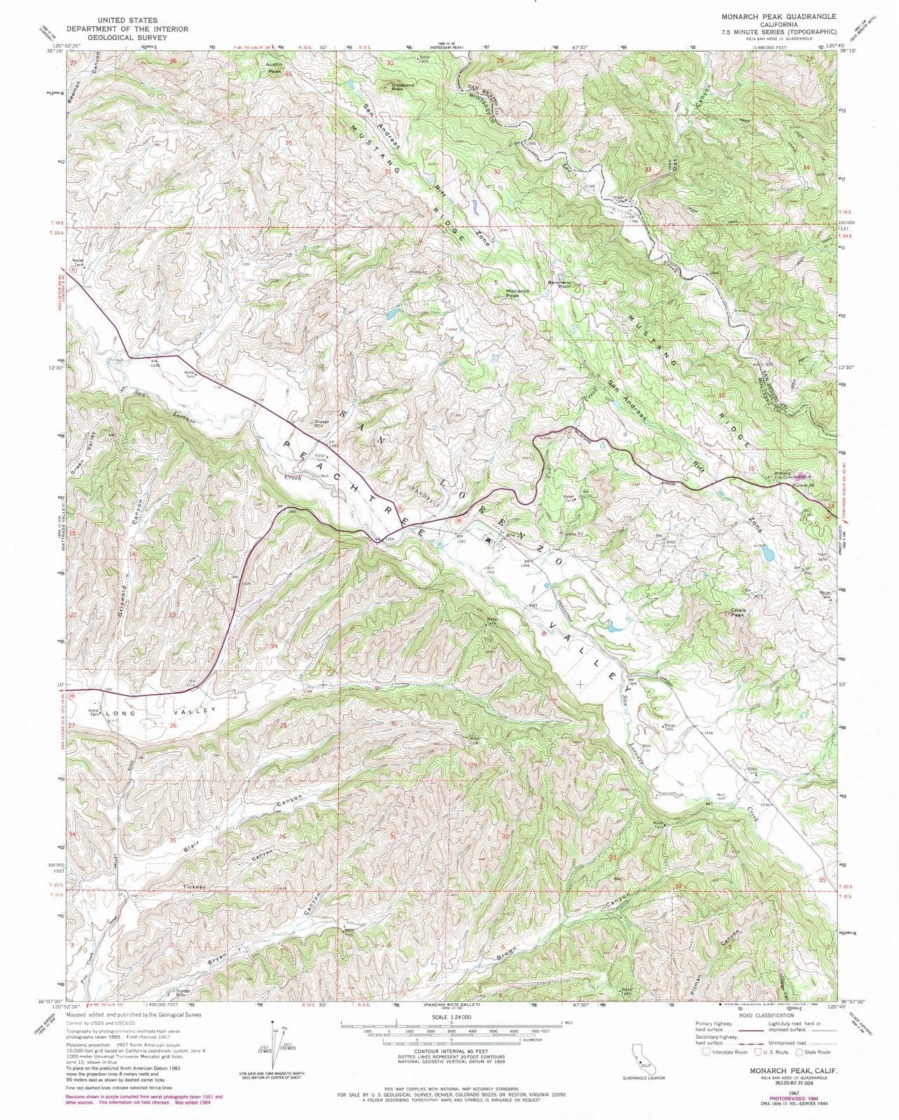 1967 Monarch Peak, CA - California - USGS Topographic Map