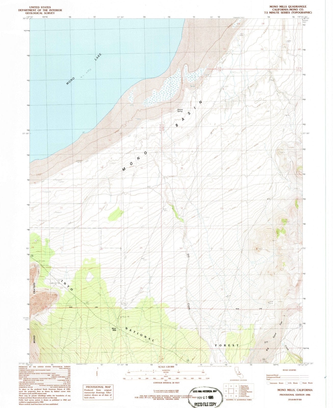 1986 Mono Mills, CA - California - USGS Topographic Map