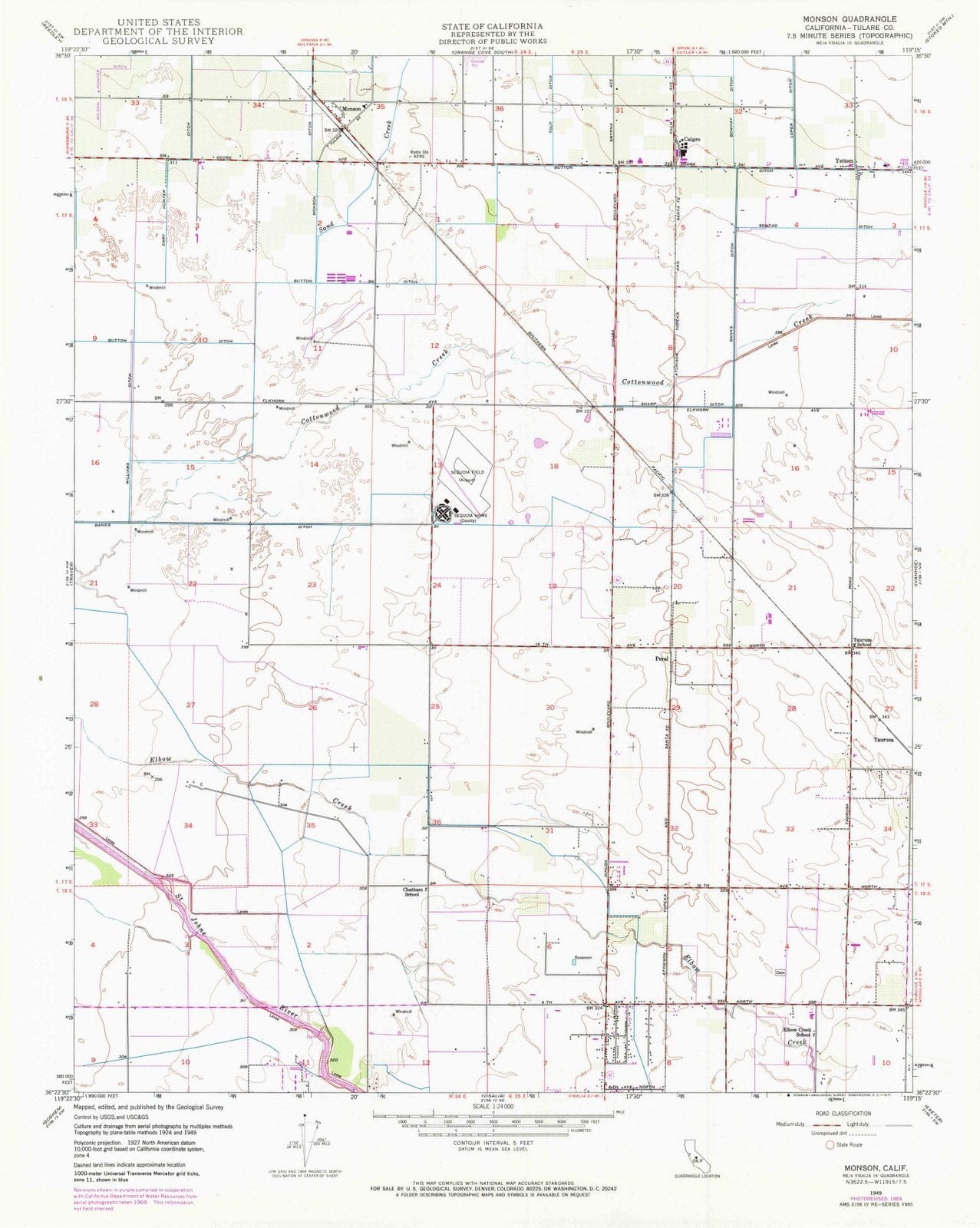 1949 Monson, CA - California - USGS Topographic Map
