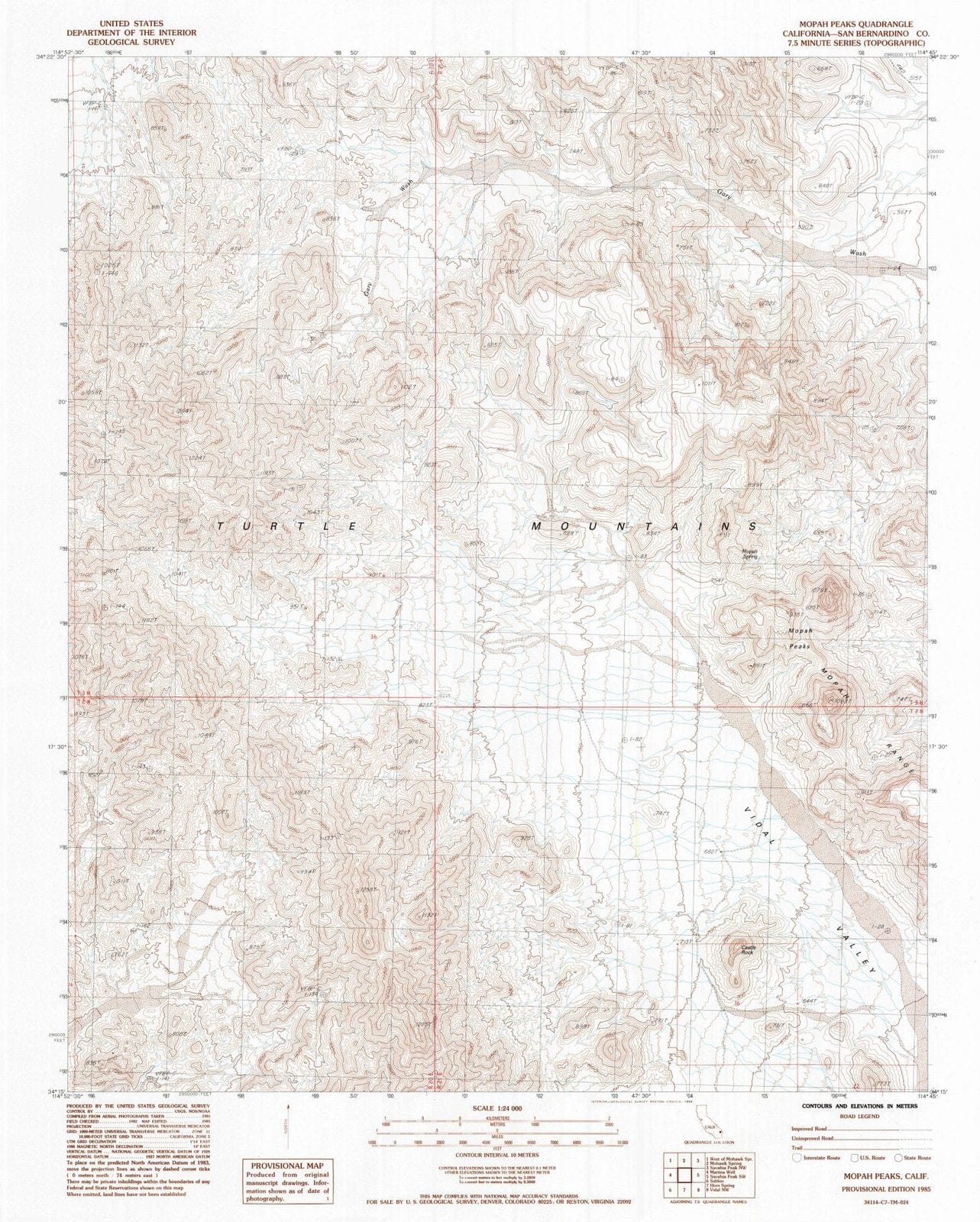 1985 Mopah Peaks, CA - California - USGS Topographic Map