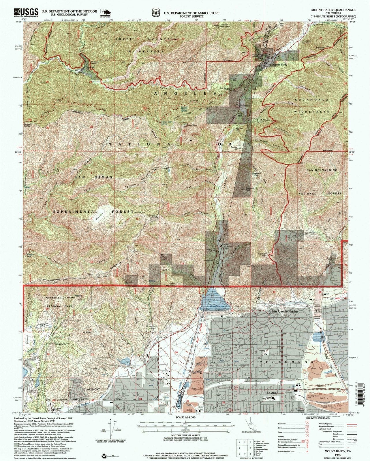 1995 Mount Baldy, CA - California - USGS Topographic Map
