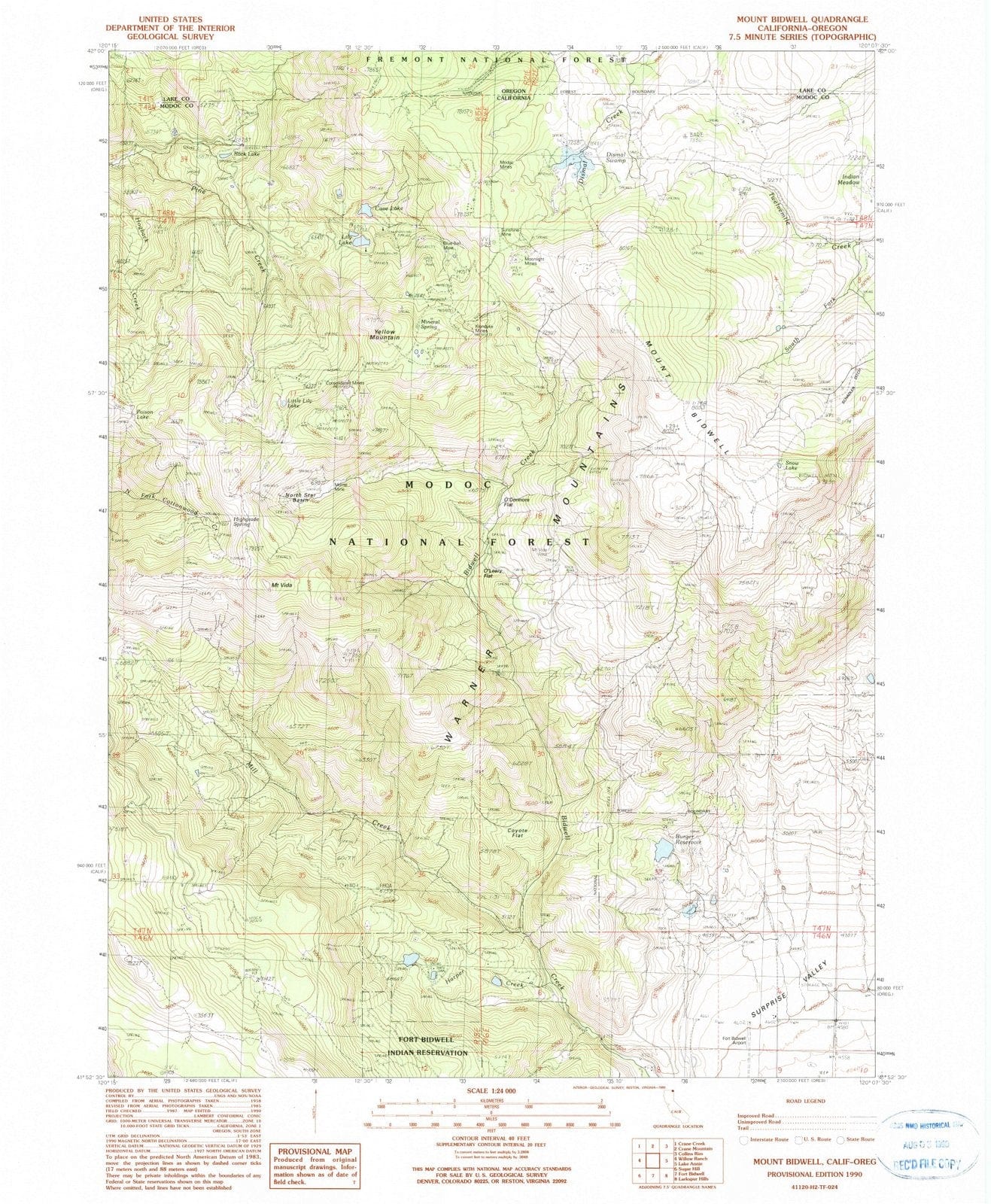 1990 Mount Bidwell, CA - California - USGS Topographic Map