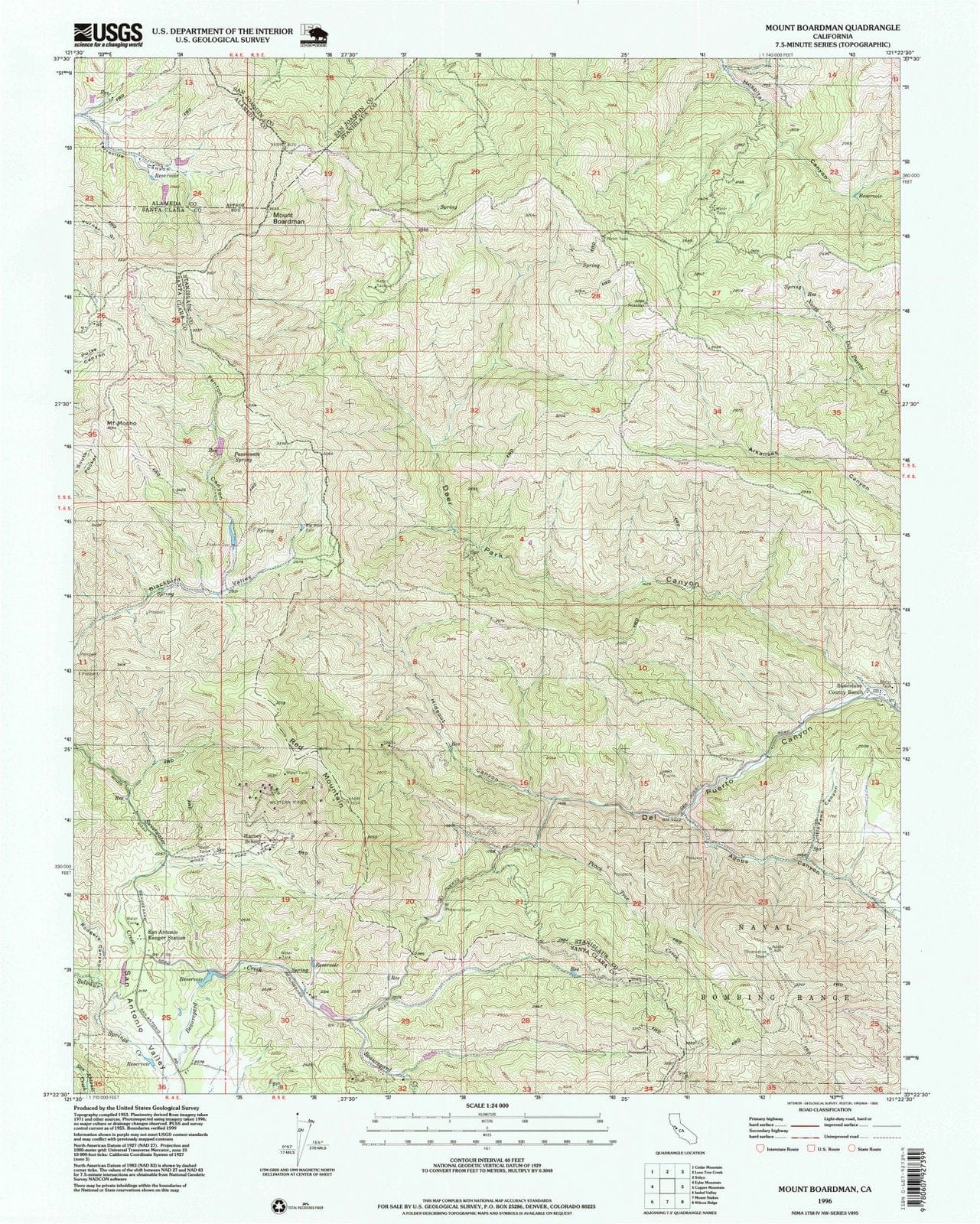 1996 Mount Boardman, CA - California - USGS Topographic Map