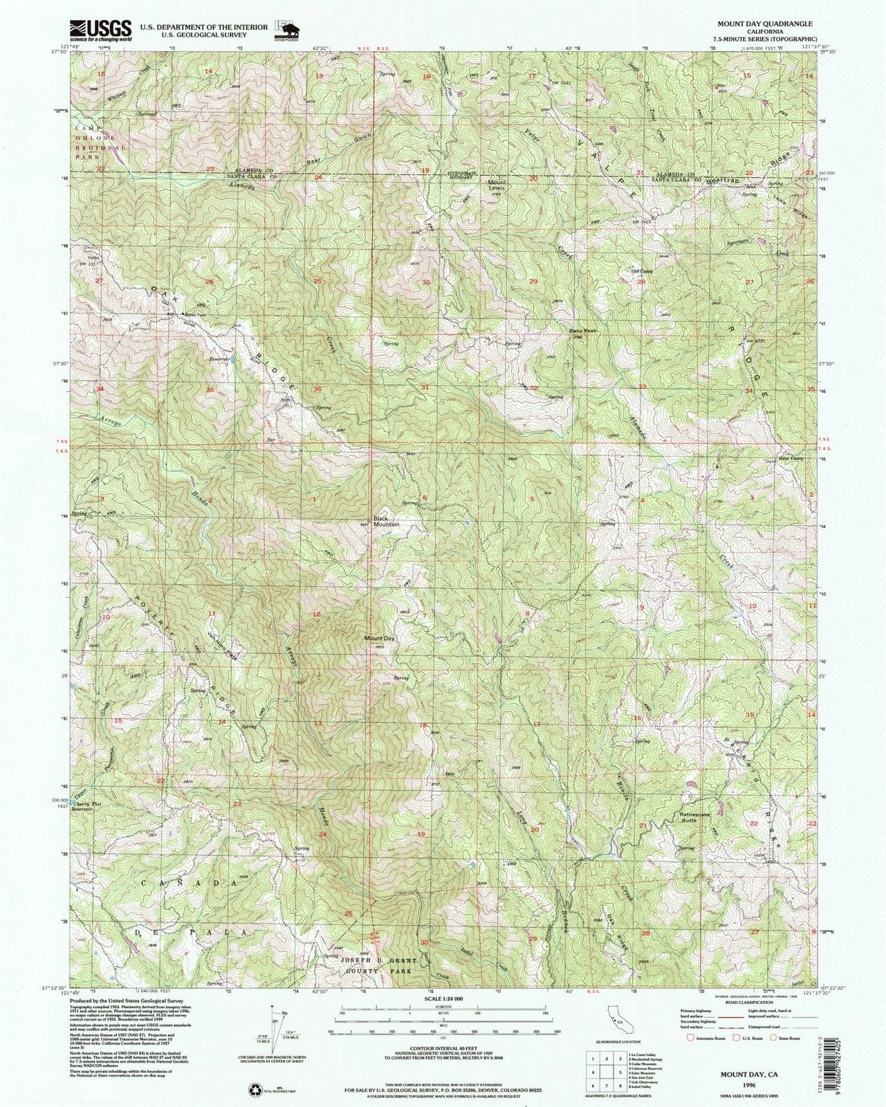 1996 Mountay, CA - California - USGS Topographic Map