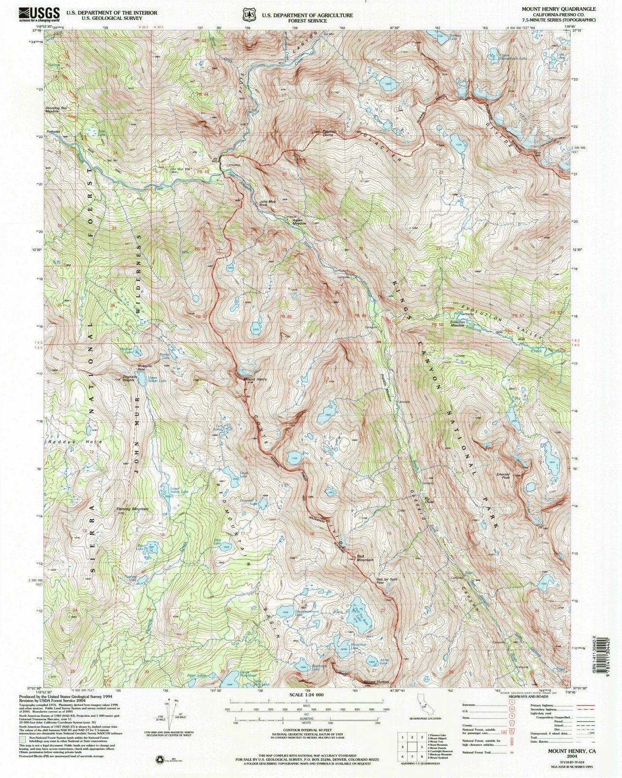 2004 Mount Henry, CA - California - USGS Topographic Map