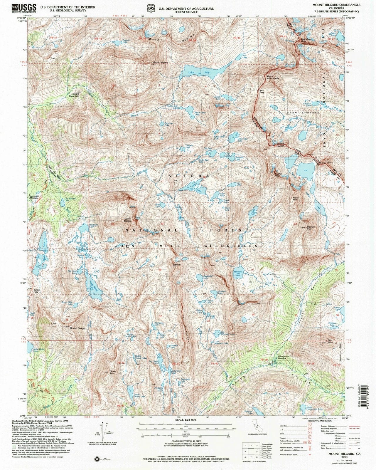 2004 Mount Hilgard, CA - California - USGS Topographic Map