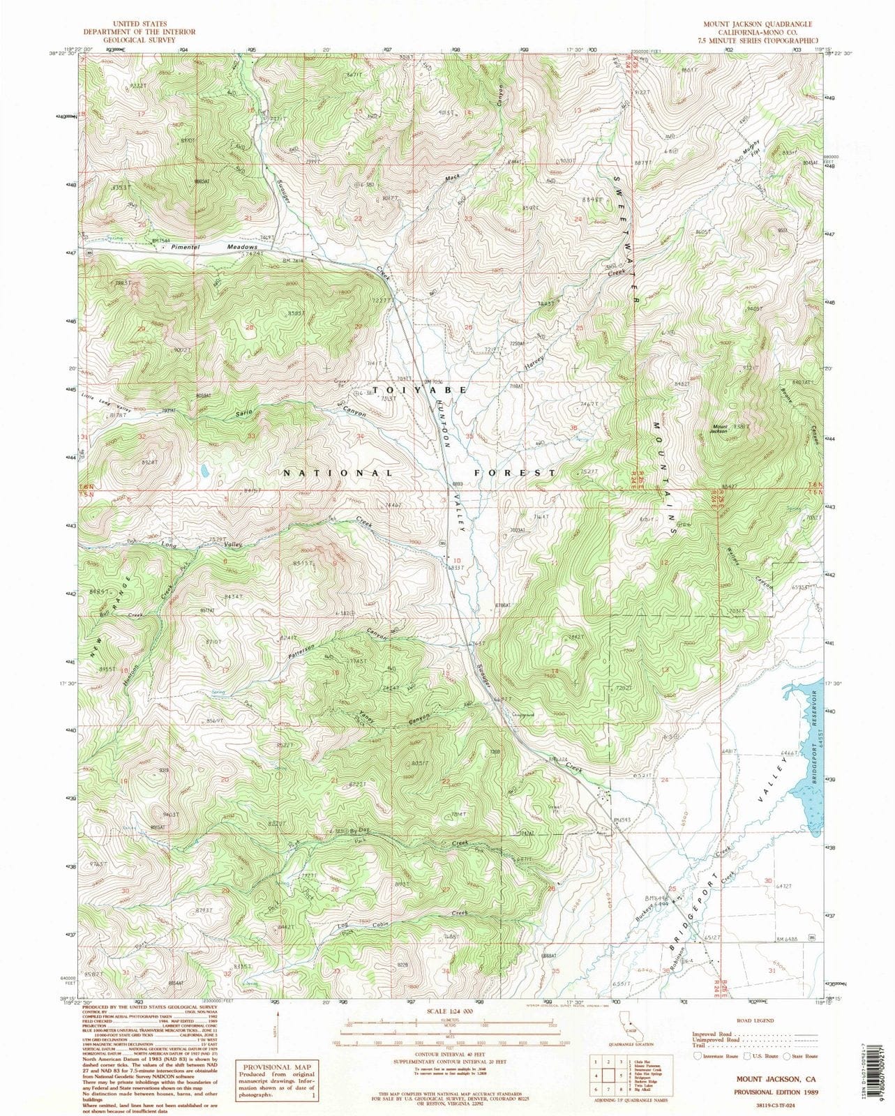 1989 Mount Jackson, CA - California - USGS Topographic Map